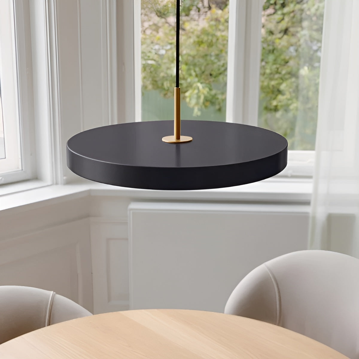 Závesná lampa ASTERIA PLUS antracitová so zlatým doplnkom