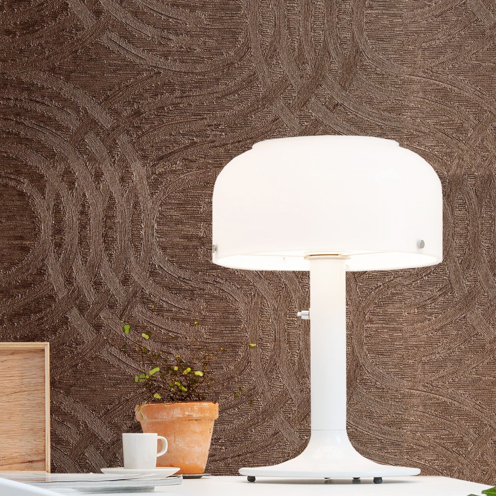 Metallic Wallpaper with Abstract Pattern AURARIA - CUIVRE Brown