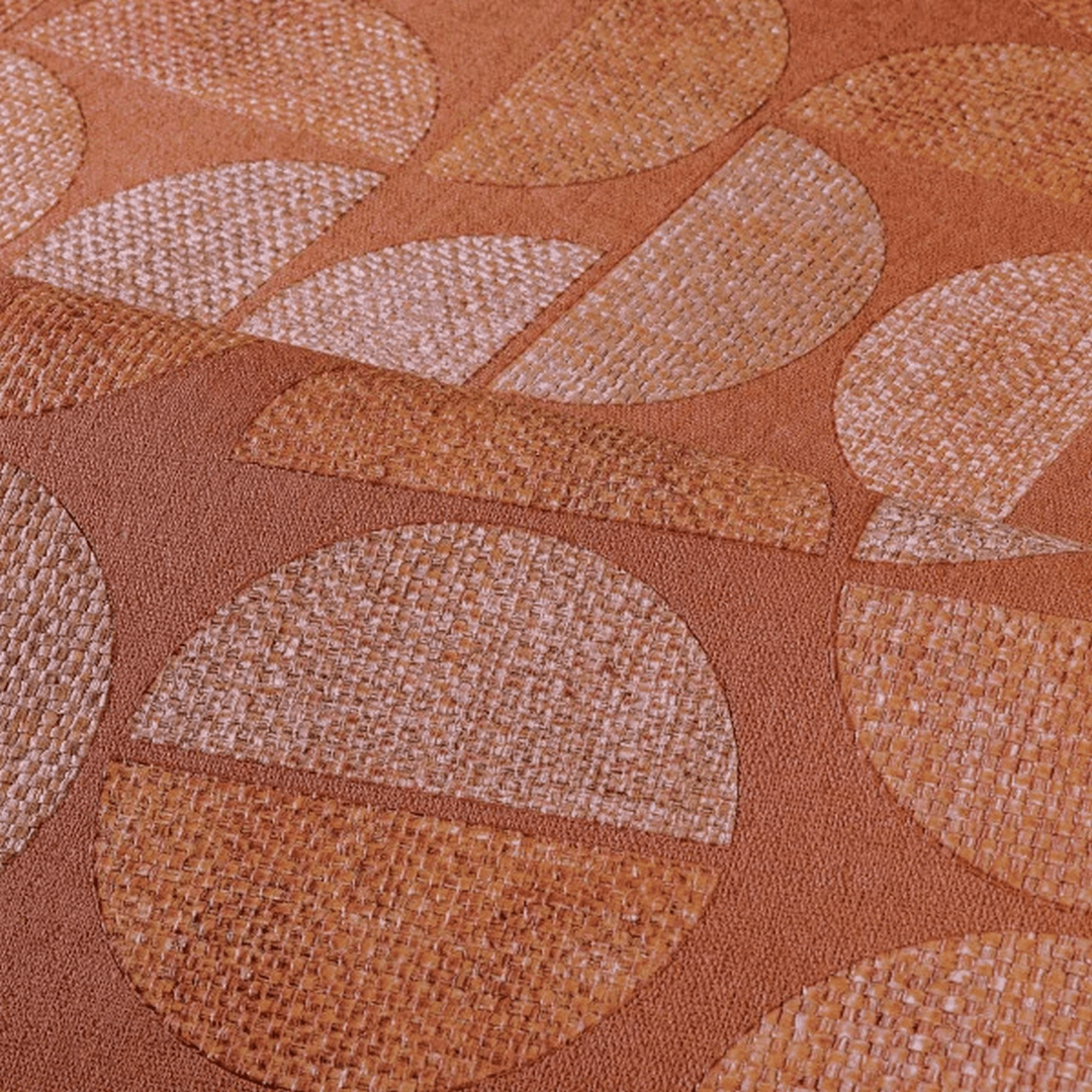 Tapeta so štruktúrou napodobňujúcou rafiový vzhľad s geometrickým vzorom DUALIS - ORANŽOVÁ BRÛLÉ pomarančová