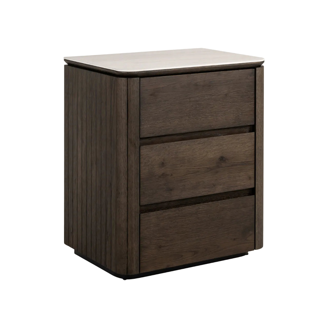 RITZ Nightstand brown veneer with beige ceramic top