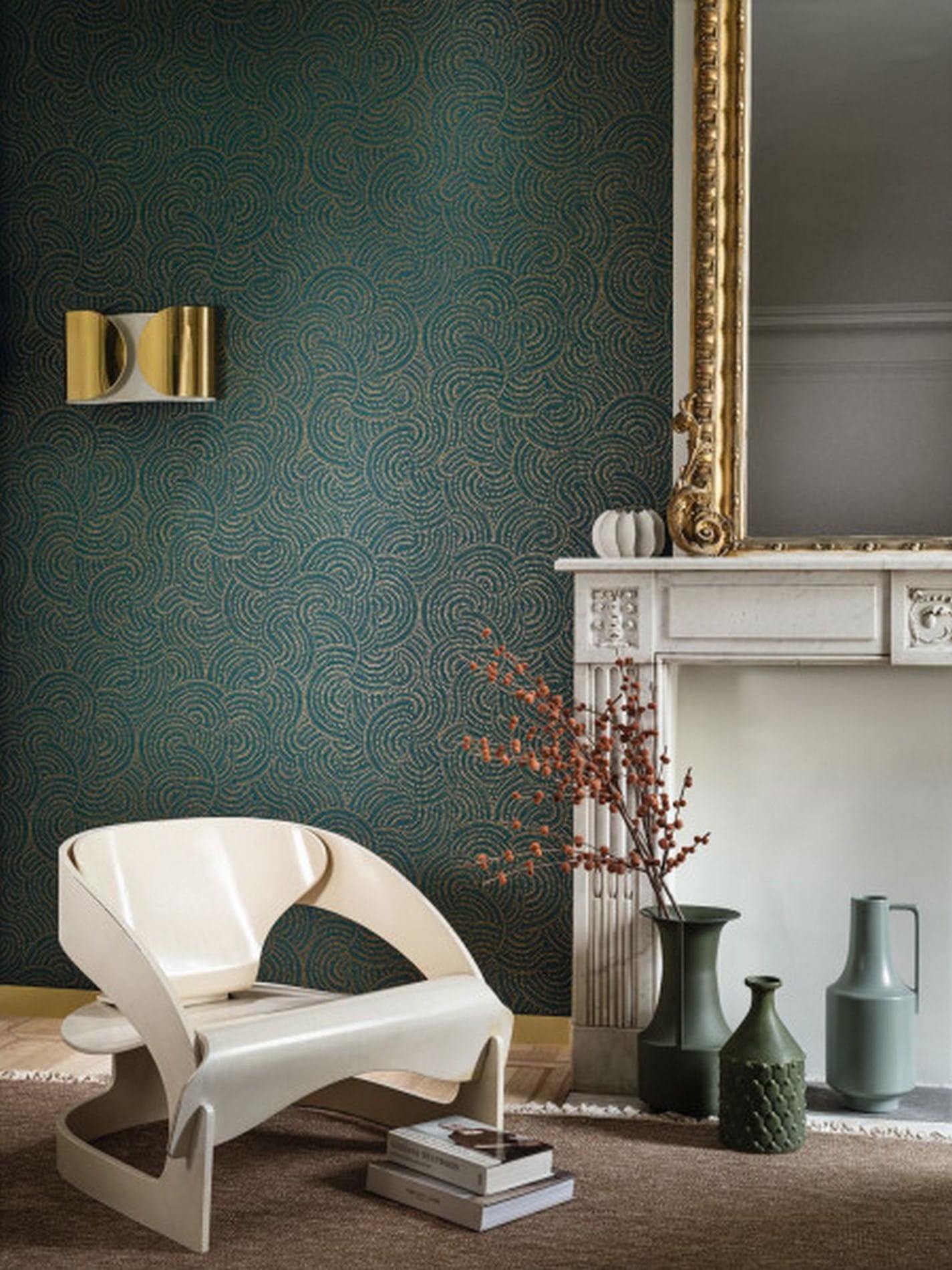 Tapeta s abstraktným vzorom CASCADE - MOUTARDE horčicová