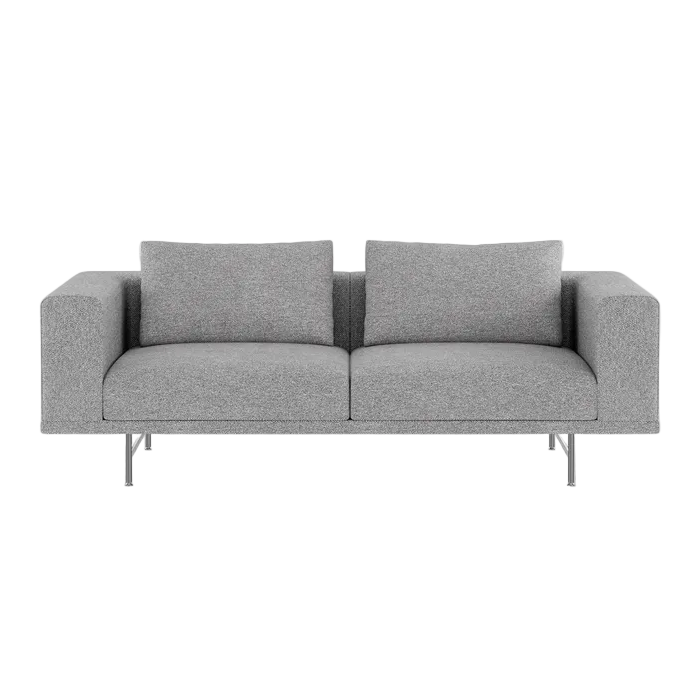 2-Seater Sofa LOFT Gray Fabric Brook with Steel Base