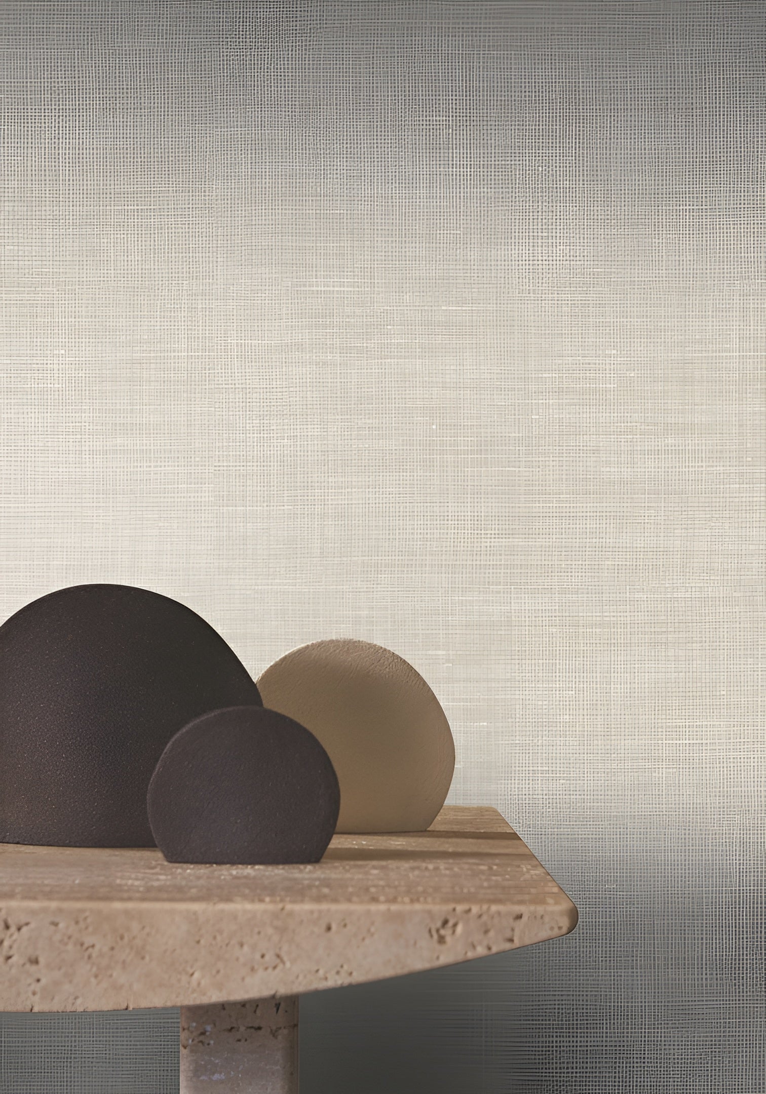 Tapeta so štruktúrou napodobňujúcou ľanové plátno SHINOK - FICELLE tlmená béžová