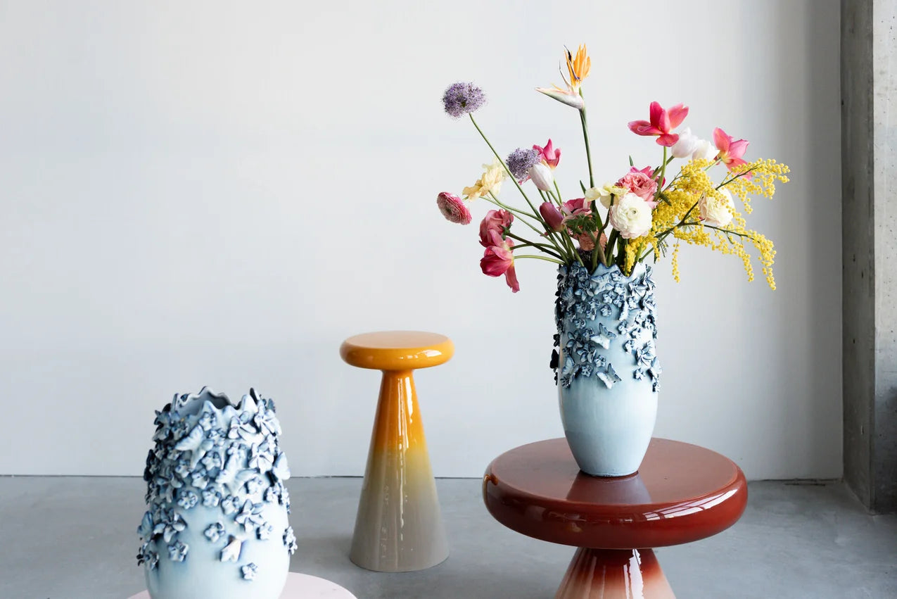 Stolik boczny RICI żółty z beżowym