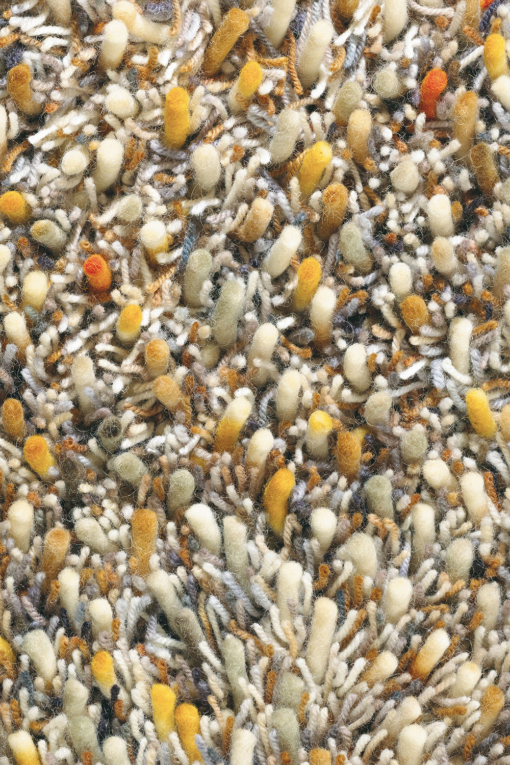 SPRING beige long pile rug with orange