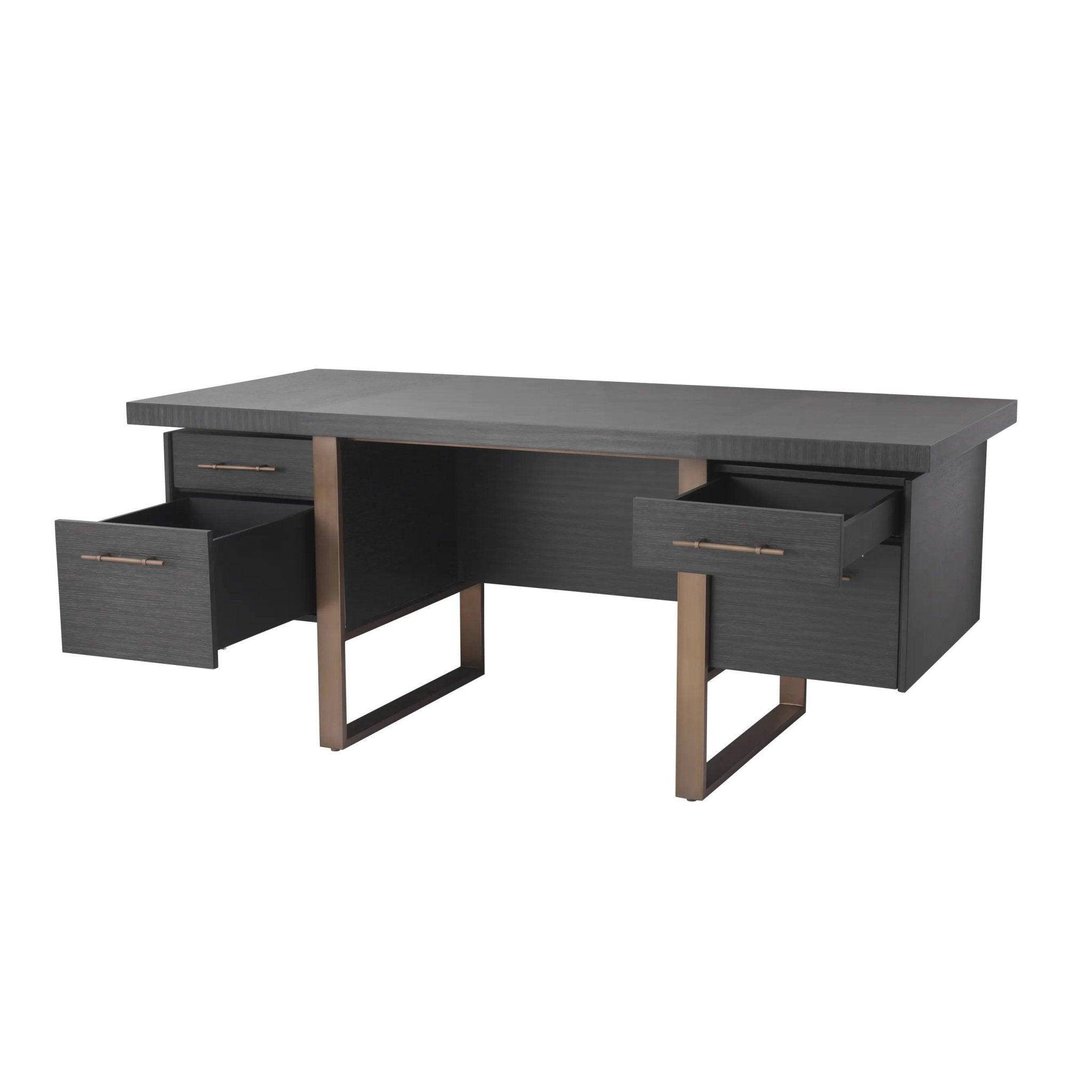 Biurko CANOVA czarny fornir ze szczotkowanym mosiądzem Eichholtz    Eye on Design