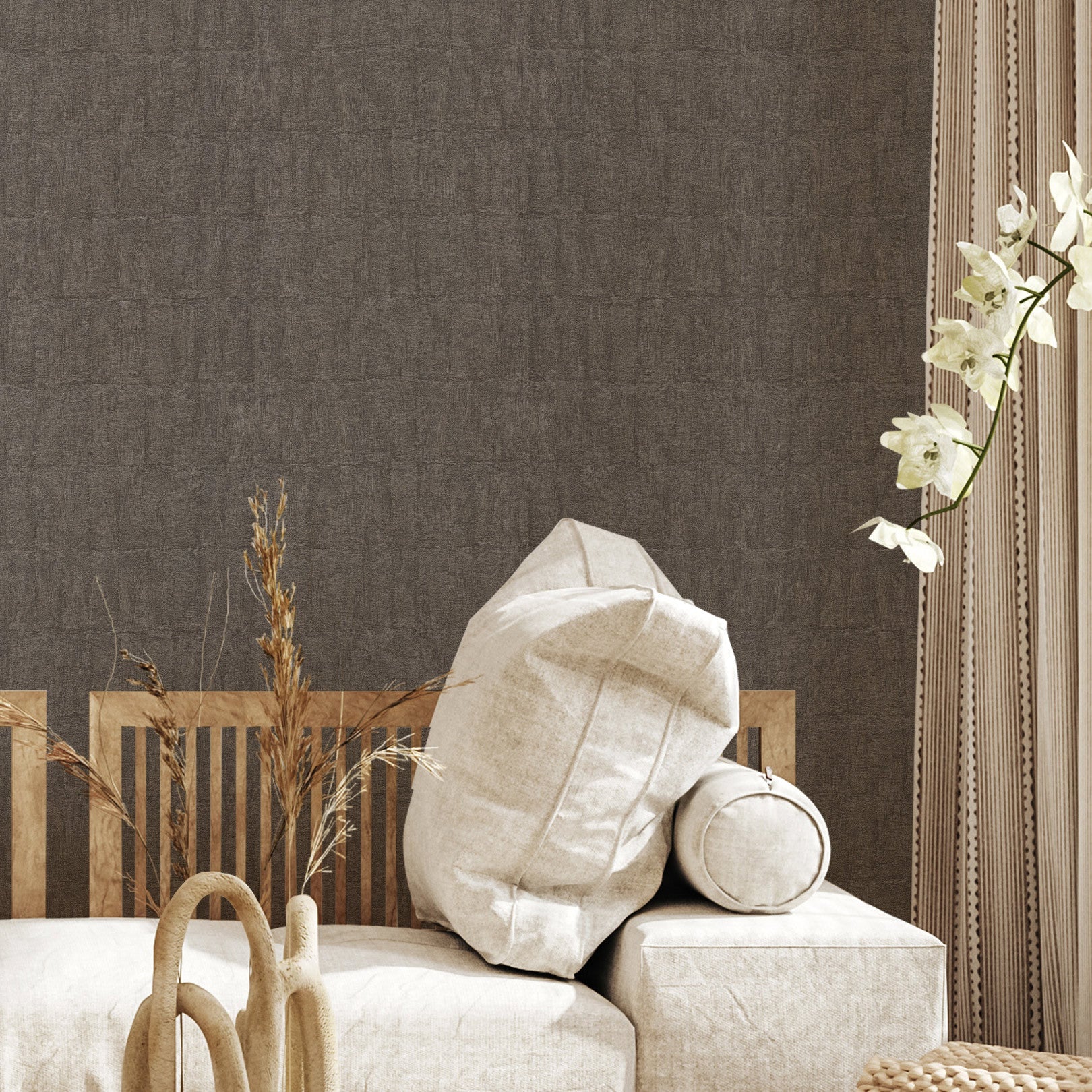 Tapeta so štruktúrou napodobňujúcou hlinu BIZEN - ANTRACIT antracitový