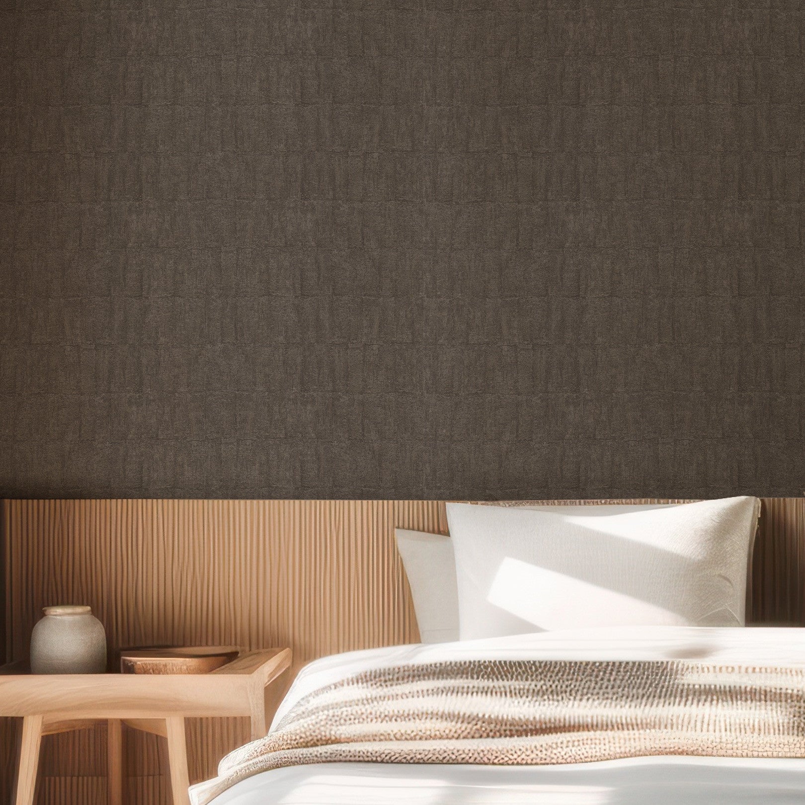 Tapeta so štruktúrou napodobňujúcou hlinu BIZEN - ANTRACIT antracitový