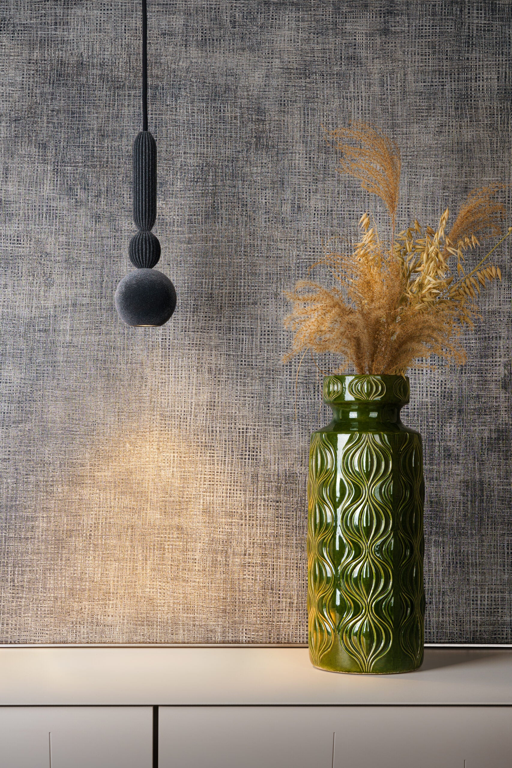 Závesná lampa BOSCA VELVET z jemného zamatového materiálu