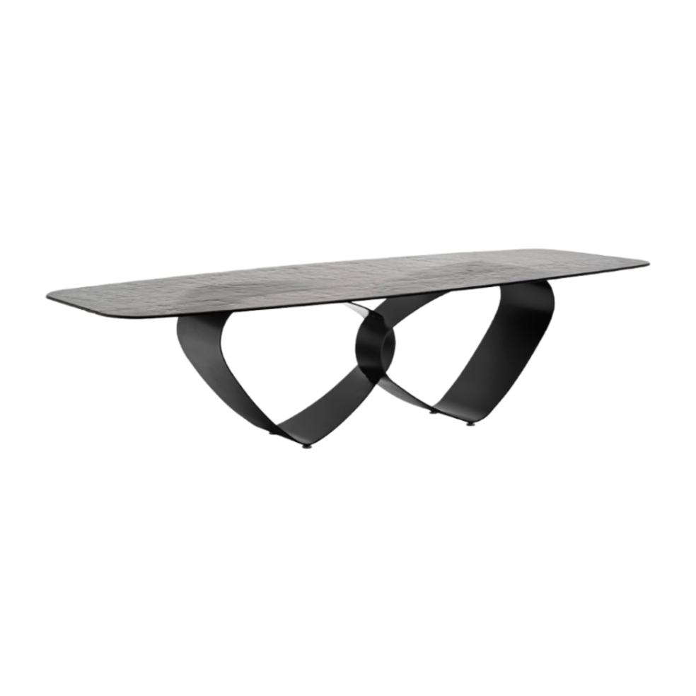 Stôl BREEZE so sklenenou doskou a čiernym podstavcom