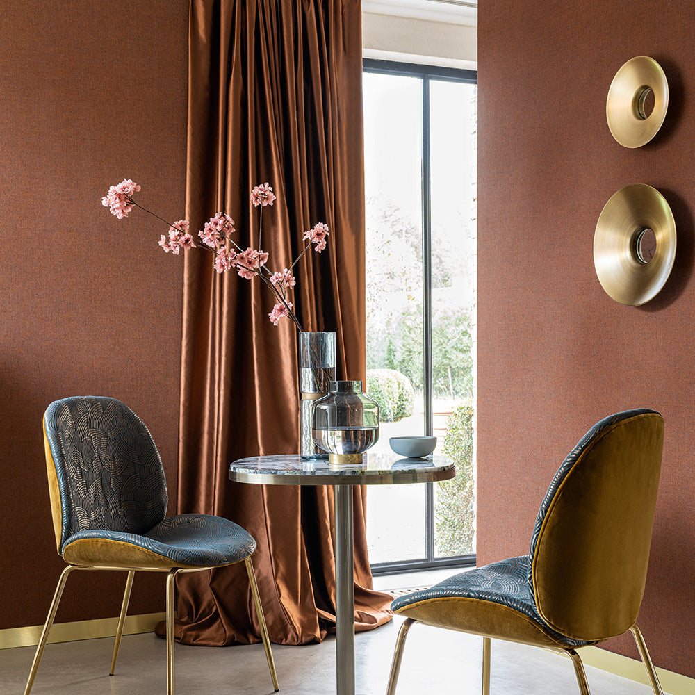 Tapeta so štruktúrou napodobňujúcou plátno RHODIUM - NOIR čierno-hnedá