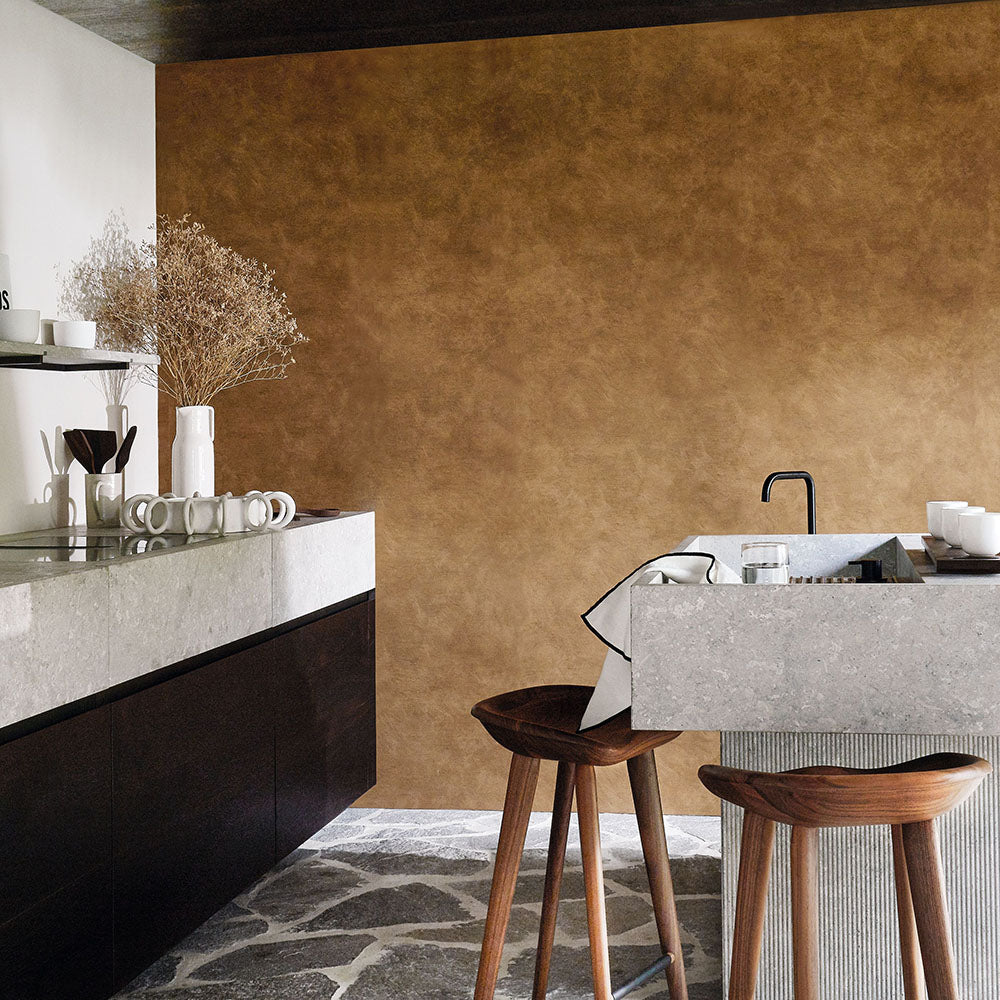 Structural wallpaper imitating canvas ARGILE - DARK BEIGE