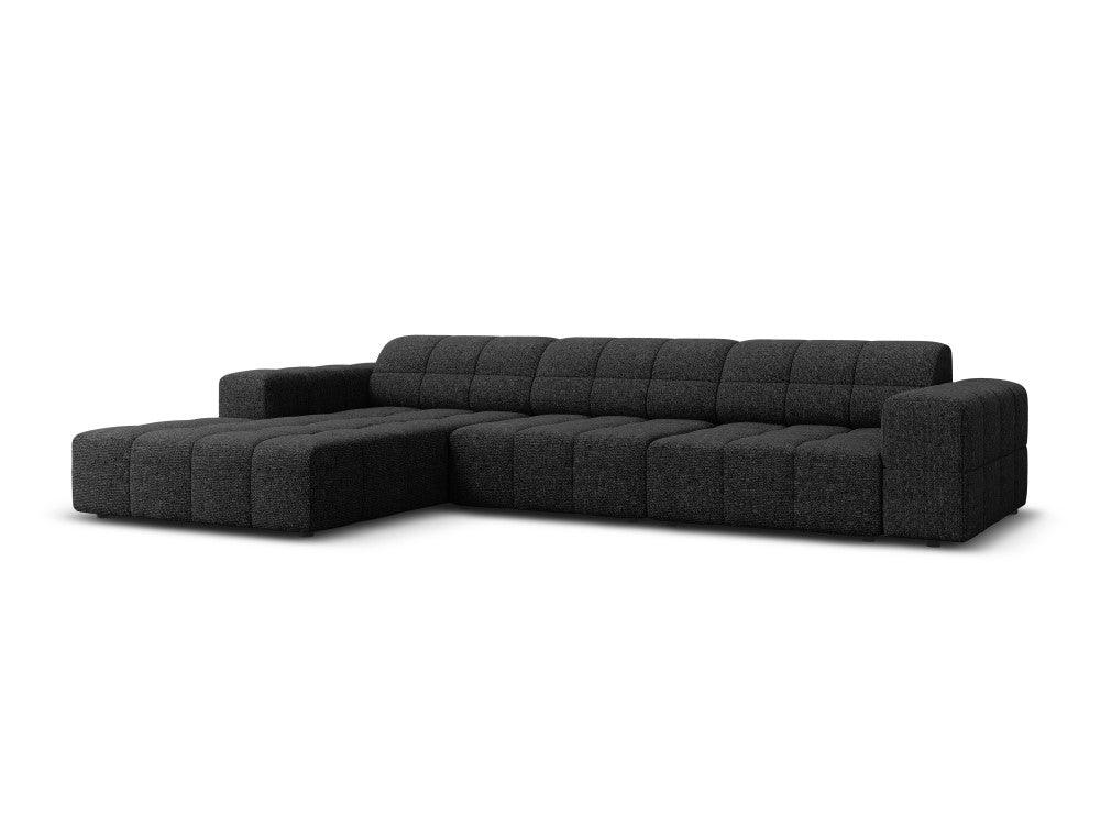 Left-side 4-seater corner sofa CHICAGO black chenille Cosmopolitan Design Eye on Design