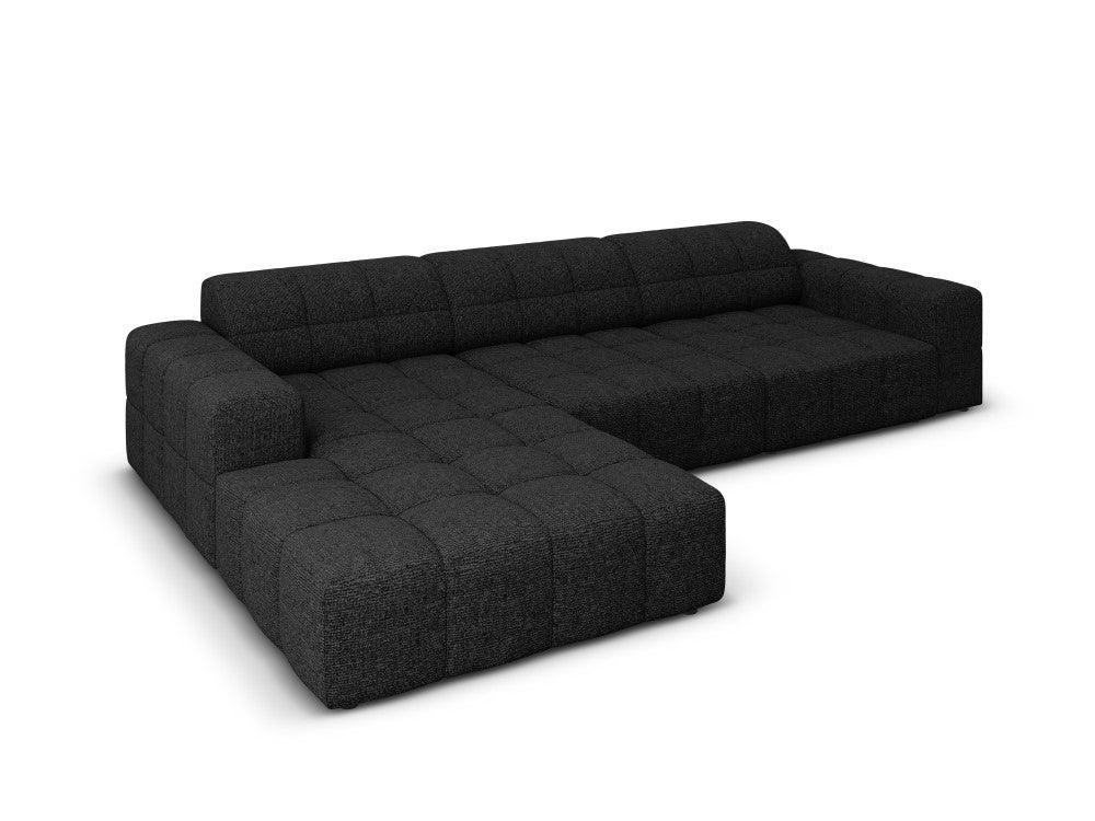 Left-side 4-seater corner sofa CHICAGO black chenille Cosmopolitan Design Eye on Design