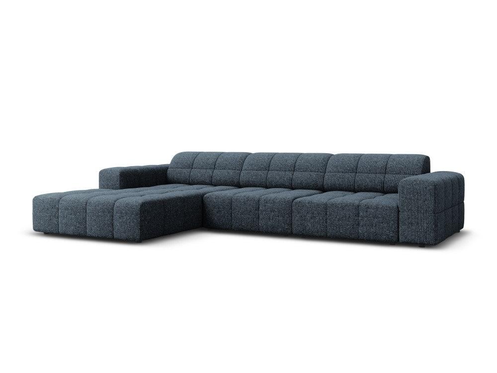 Corner sofa 4-seater CHICAGO blue chenille Cosmopolitan Design Eye on Design