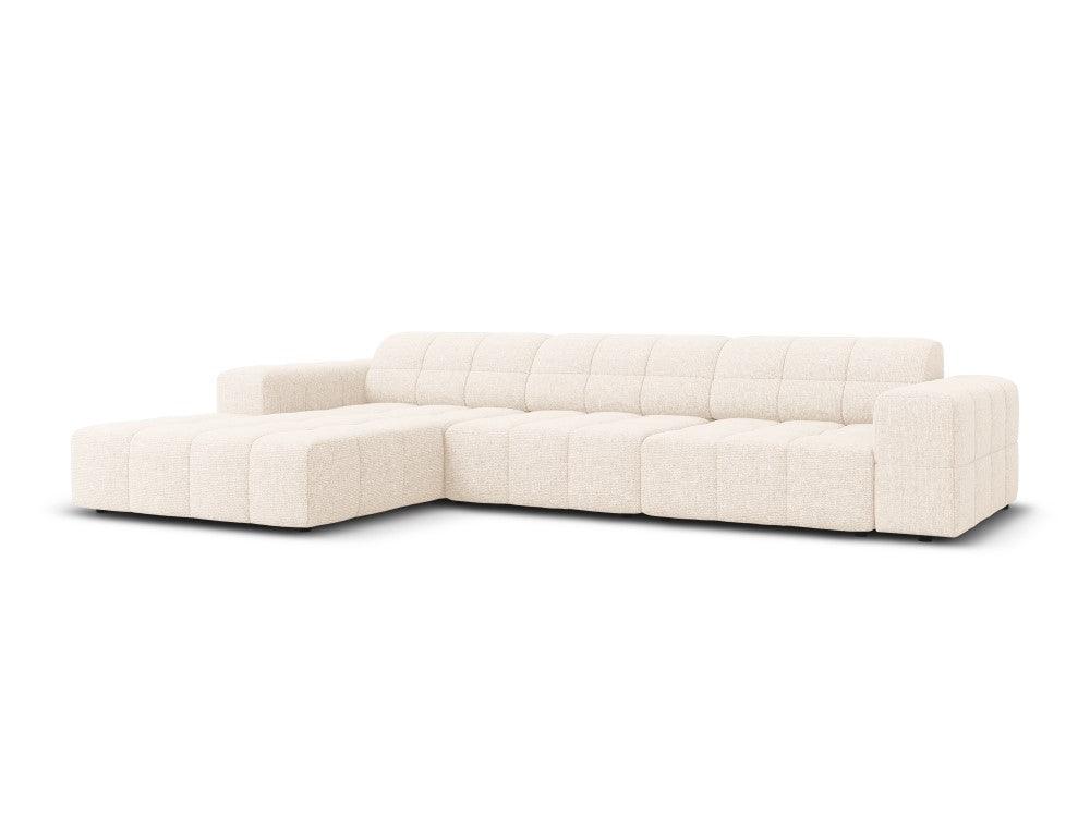 Left-side 4-seater corner sofa CHICAGO light beige chenille Cosmopolitan Design Eye on Design