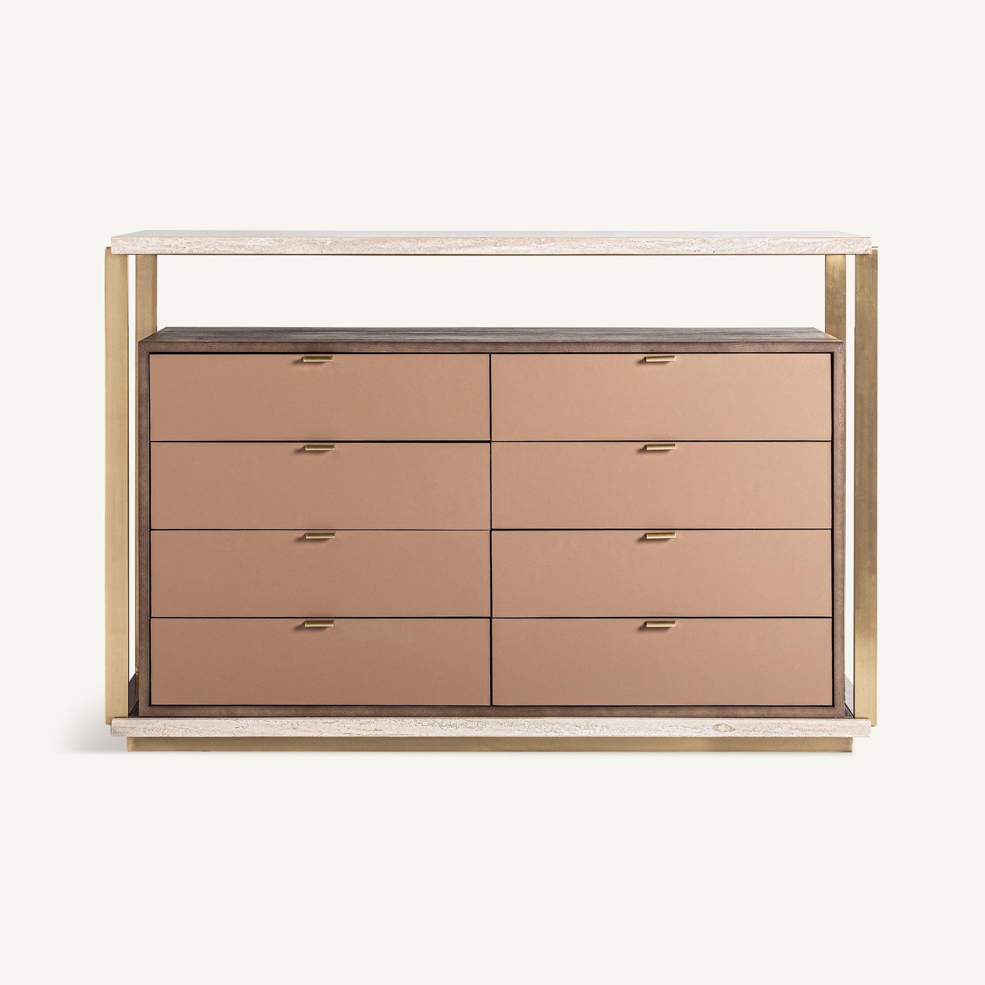 Monza Chest of Drawers Beige with Travertine Top