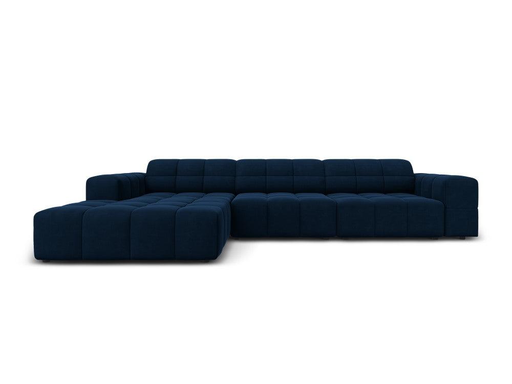 Left side corner velvet 4 seater CHICAGO royal blue Cosmopolitan Design Eye on Design