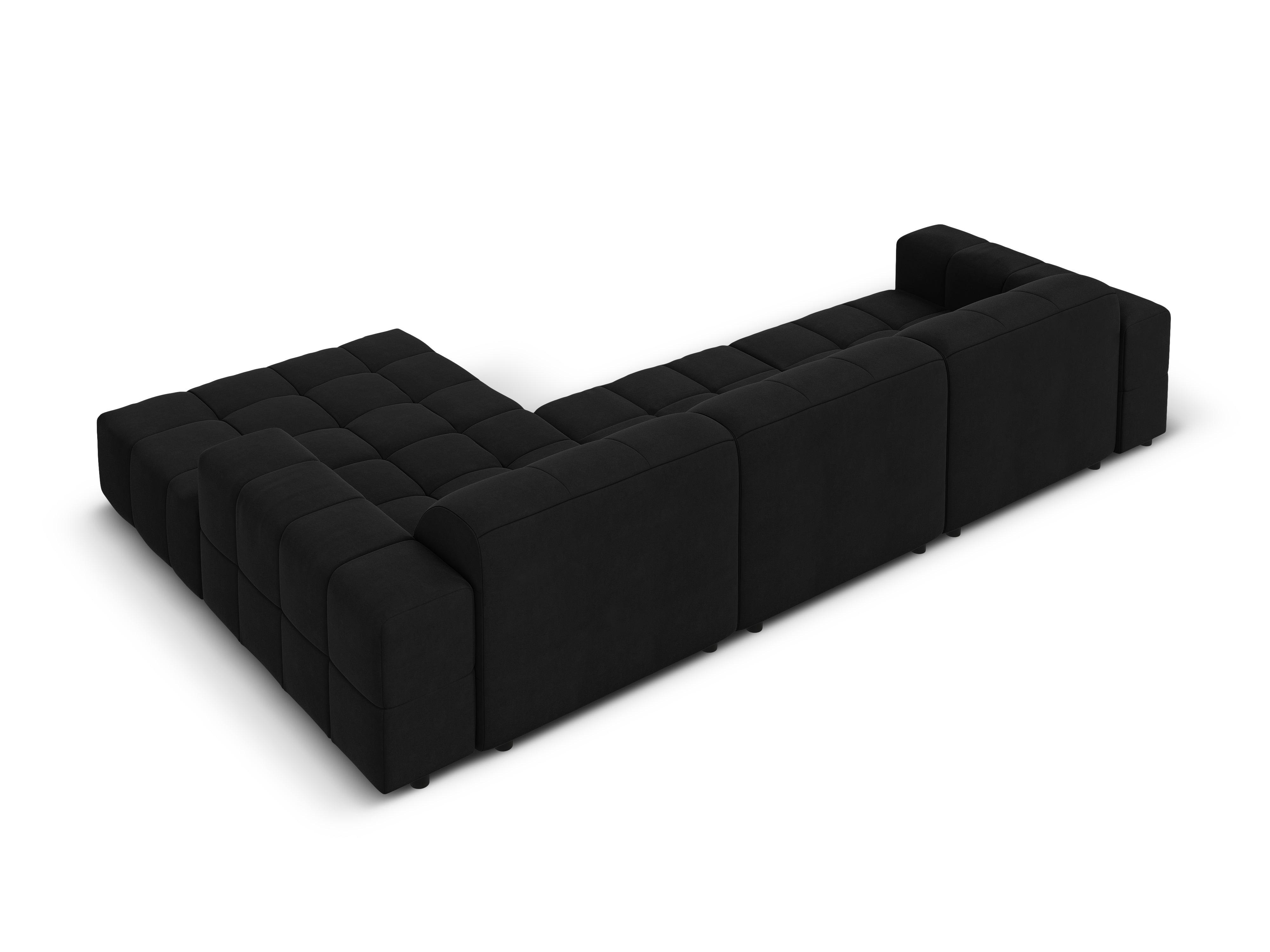 Right-hand corner velvet 4-seater CHICAGO black Cosmopolitan Design Eye on Design