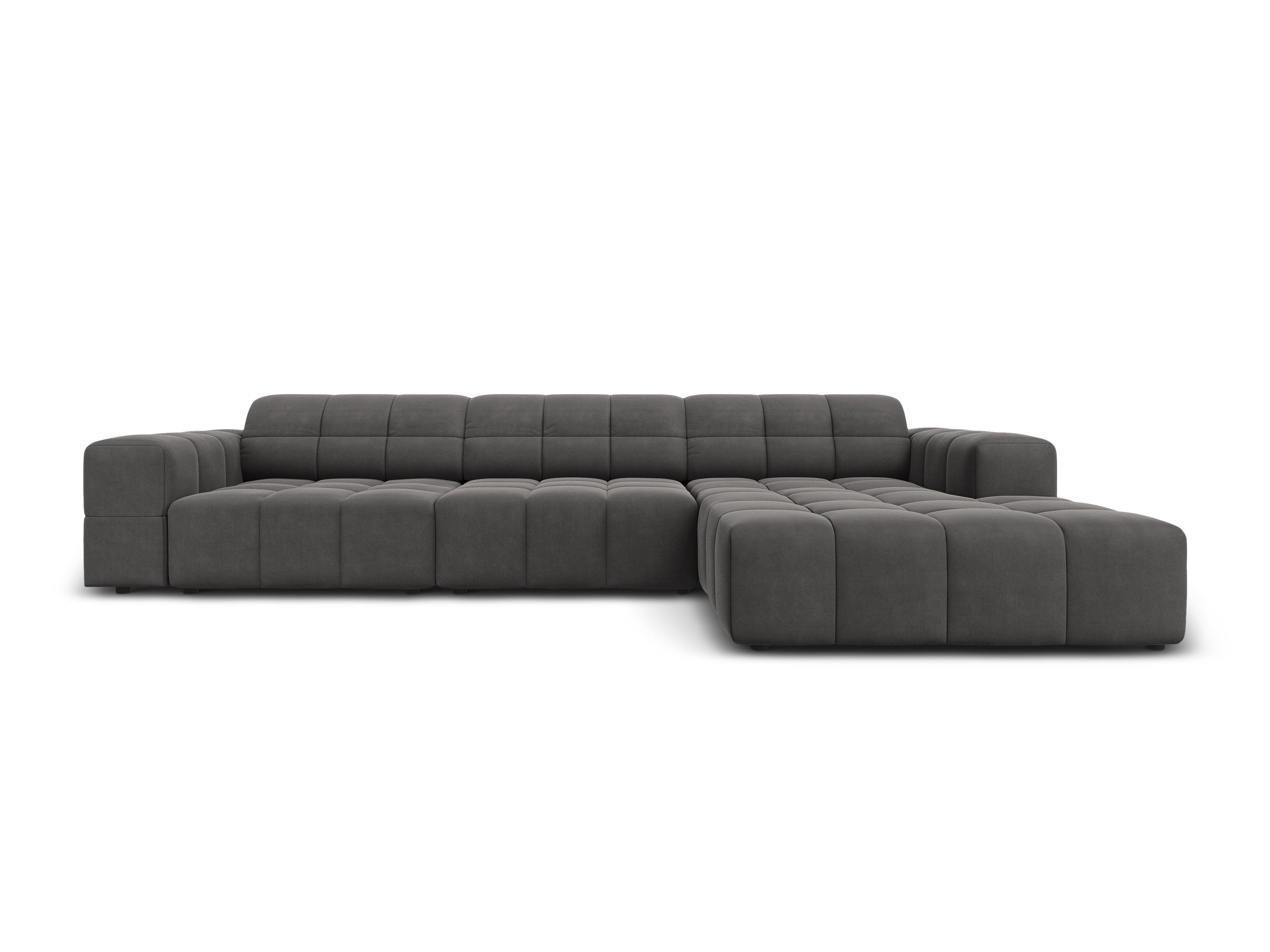 Right-hand corner velvet 4-seater CHICAGO dark grey Cosmopolitan Design Eye on Design