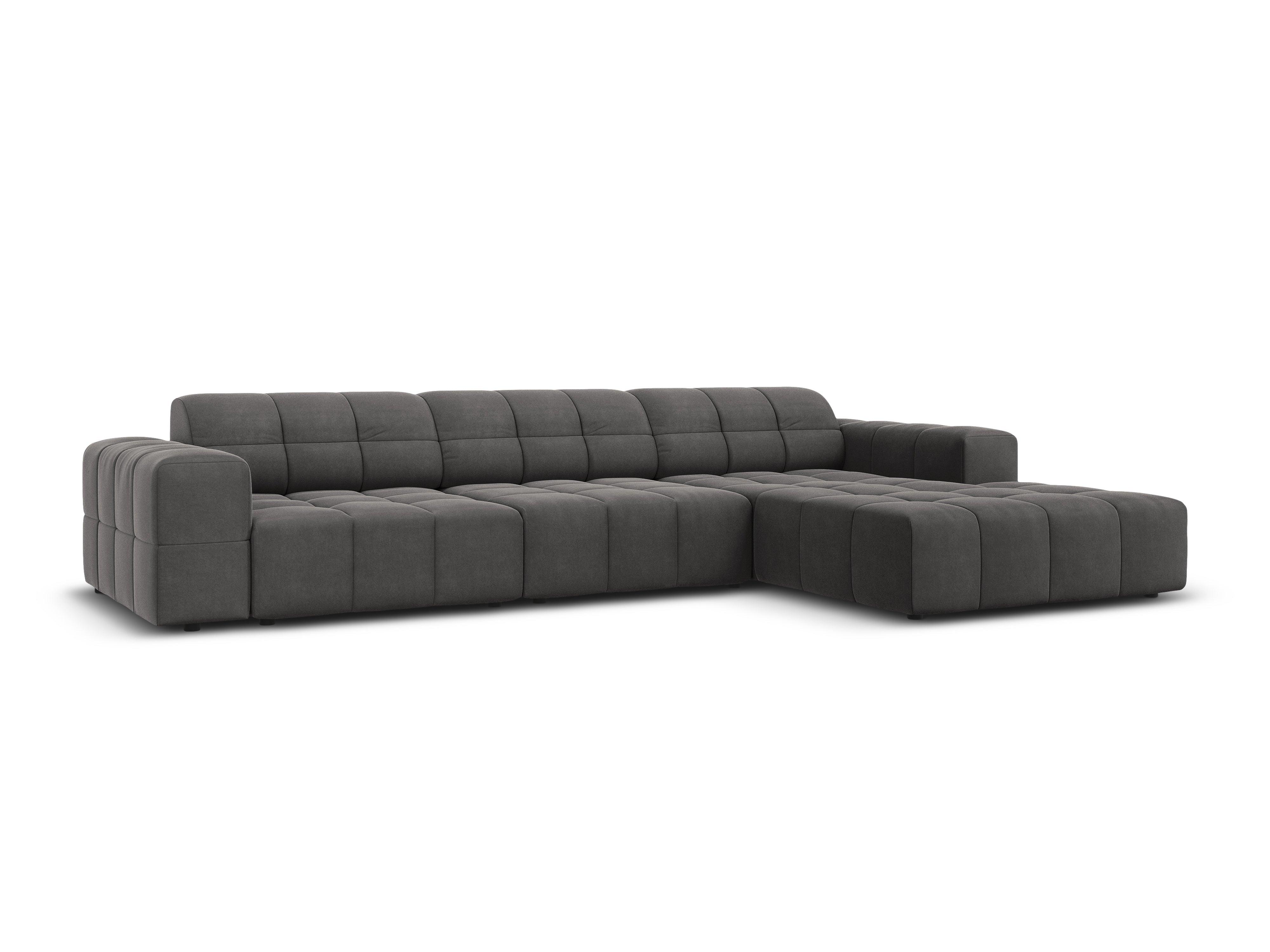 Right-hand corner velvet 4-seater CHICAGO dark grey Cosmopolitan Design Eye on Design