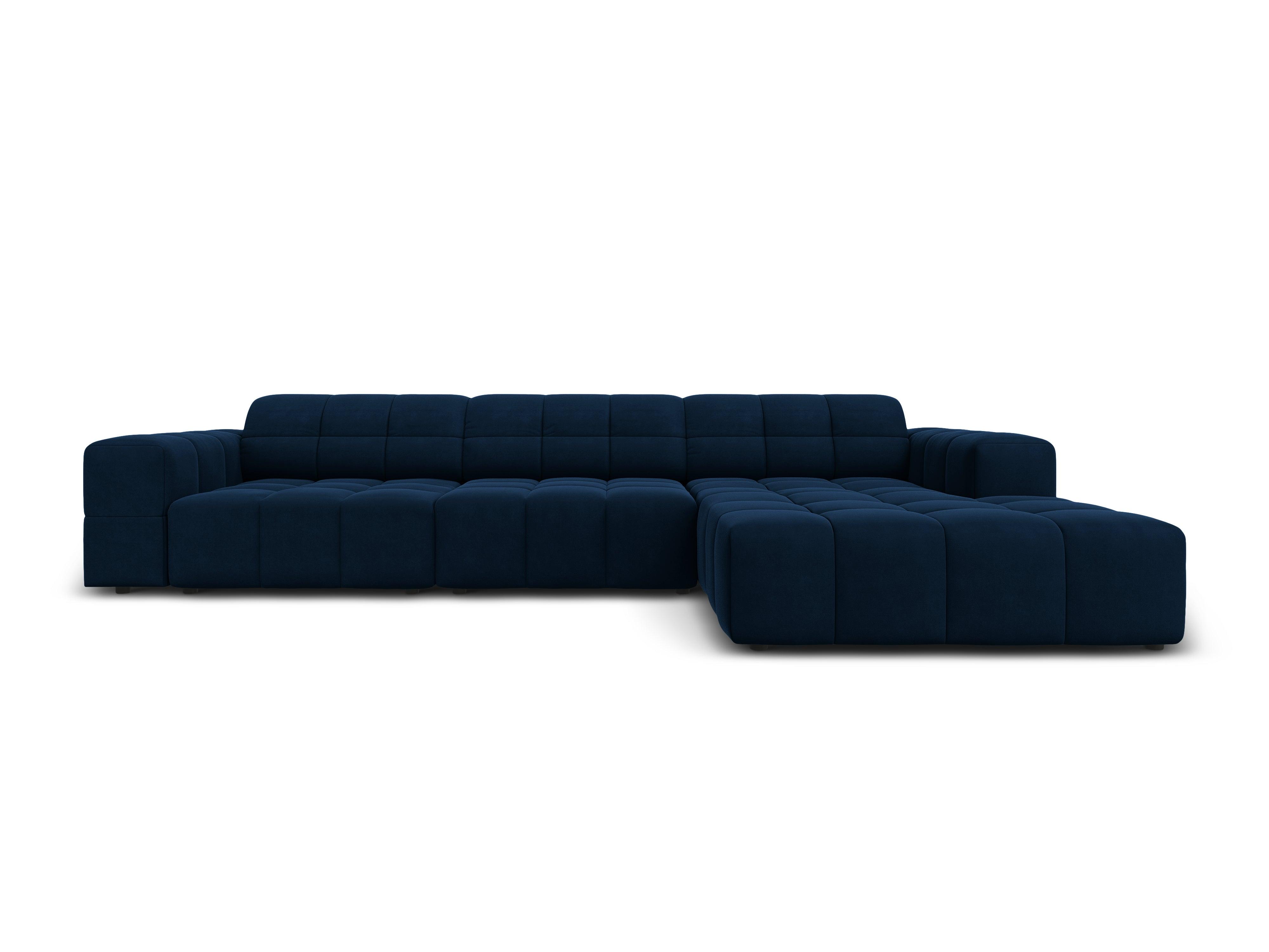 Right-hand corner velvet 4-seater CHICAGO royal blue Cosmopolitan Design Eye on Design