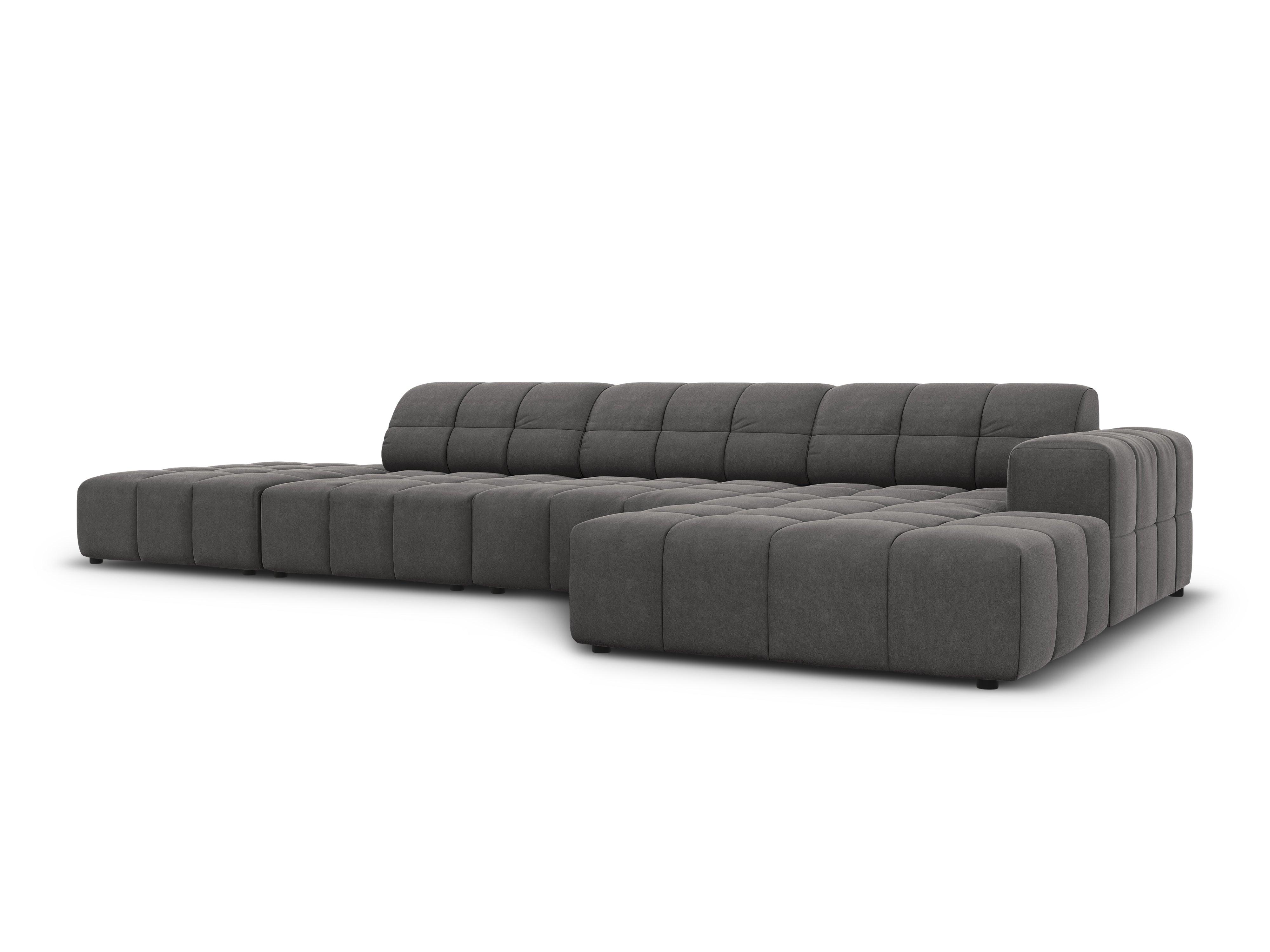 Right-hand corner velvet 5-seater CHICAGO dark grey Cosmopolitan Design Eye on Design