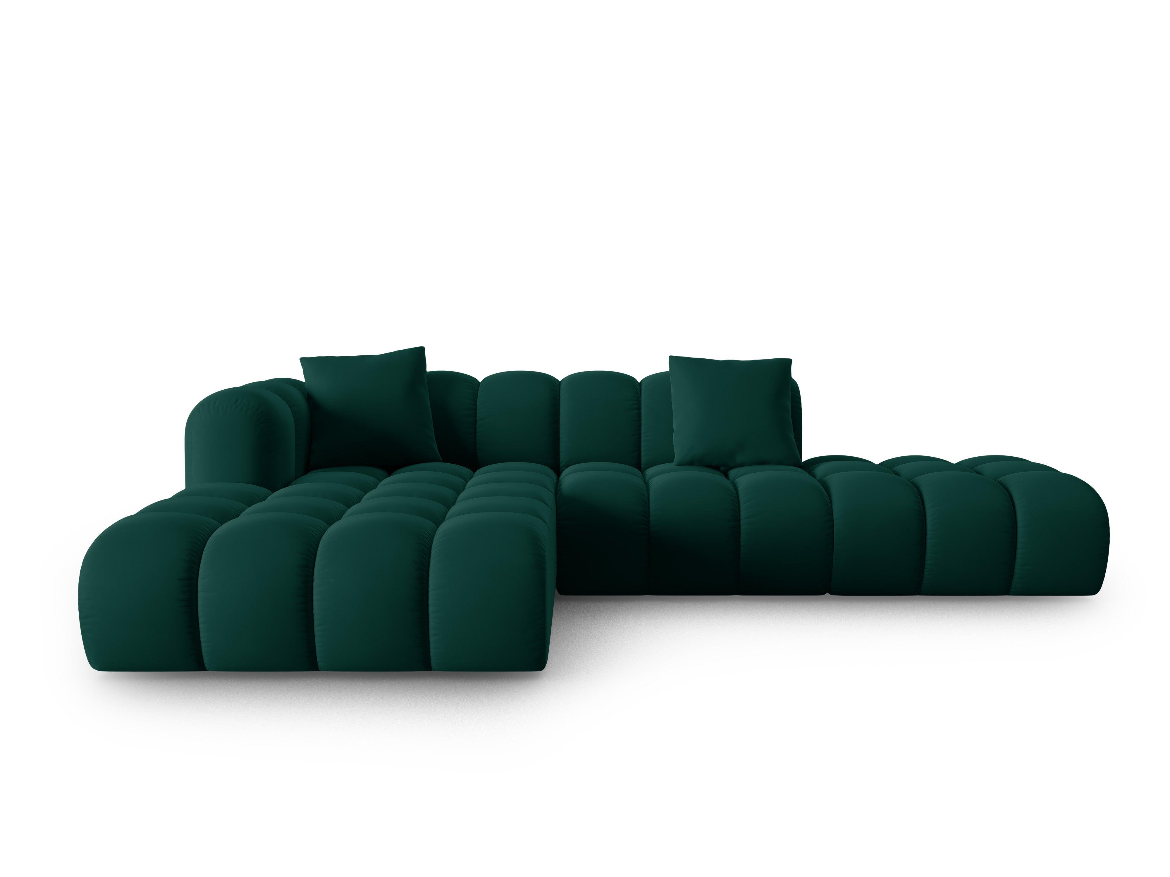 Corner velvet sofa 5 seater left HALLEY bottle green Windsor & Co Eye on Design