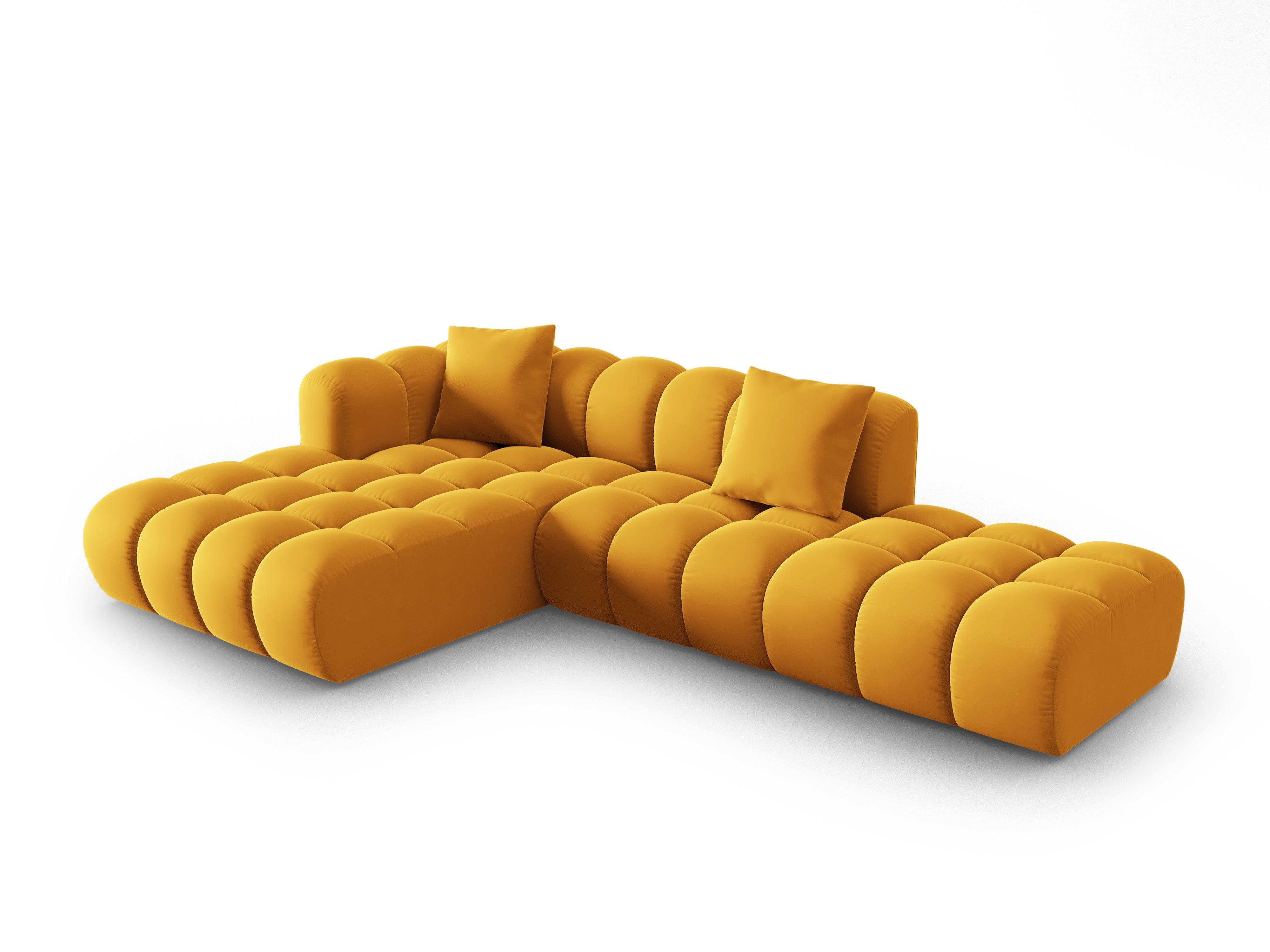 Corner velvet sofa 5 seater left HALLEY yellow Windsor & Co Eye on Design