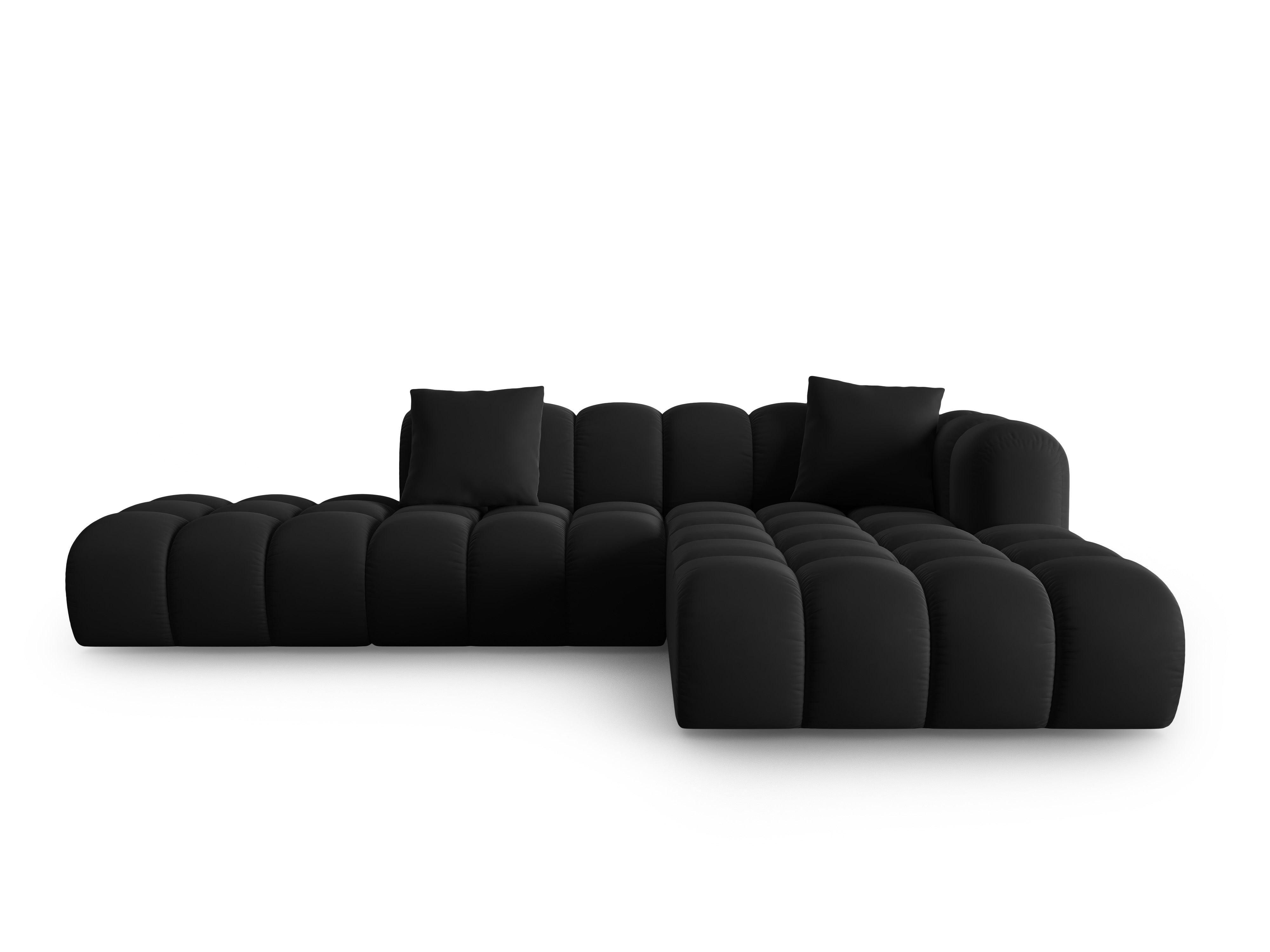 Corner velvet sofa 5 seater right HALLEY black Windsor & Co Eye on Design