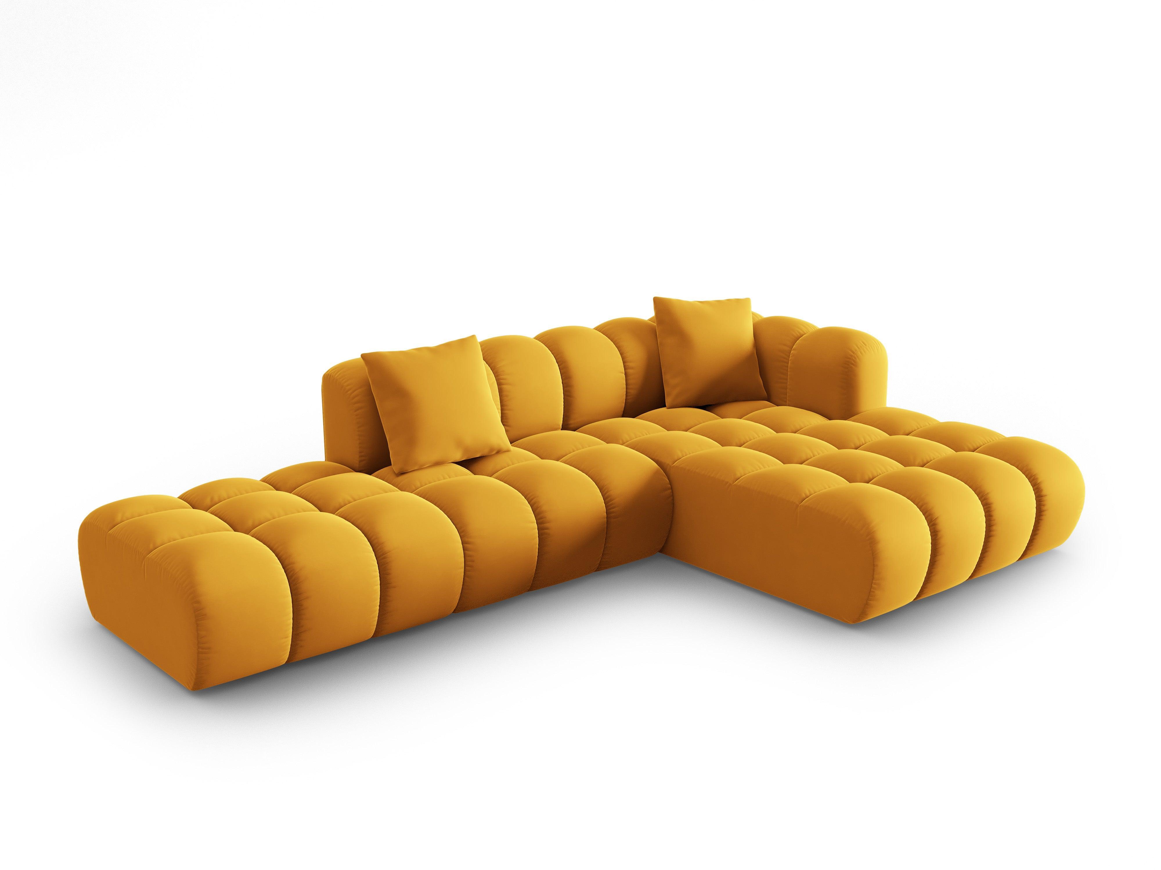 Corner velvet sofa 5 seater right HALLEY yellow Windsor & Co Eye on Design