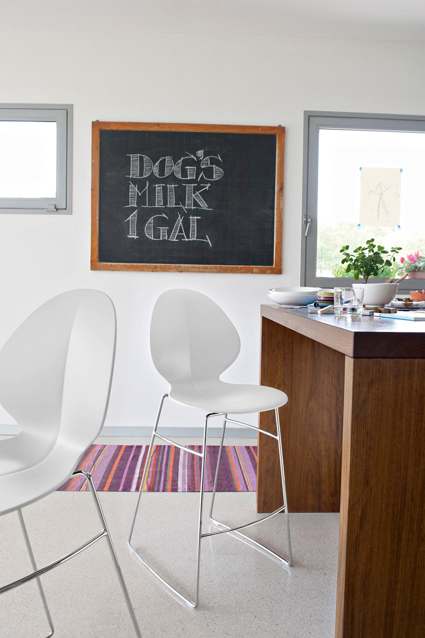 BASIL bar stool taupe seat with chrome metal base