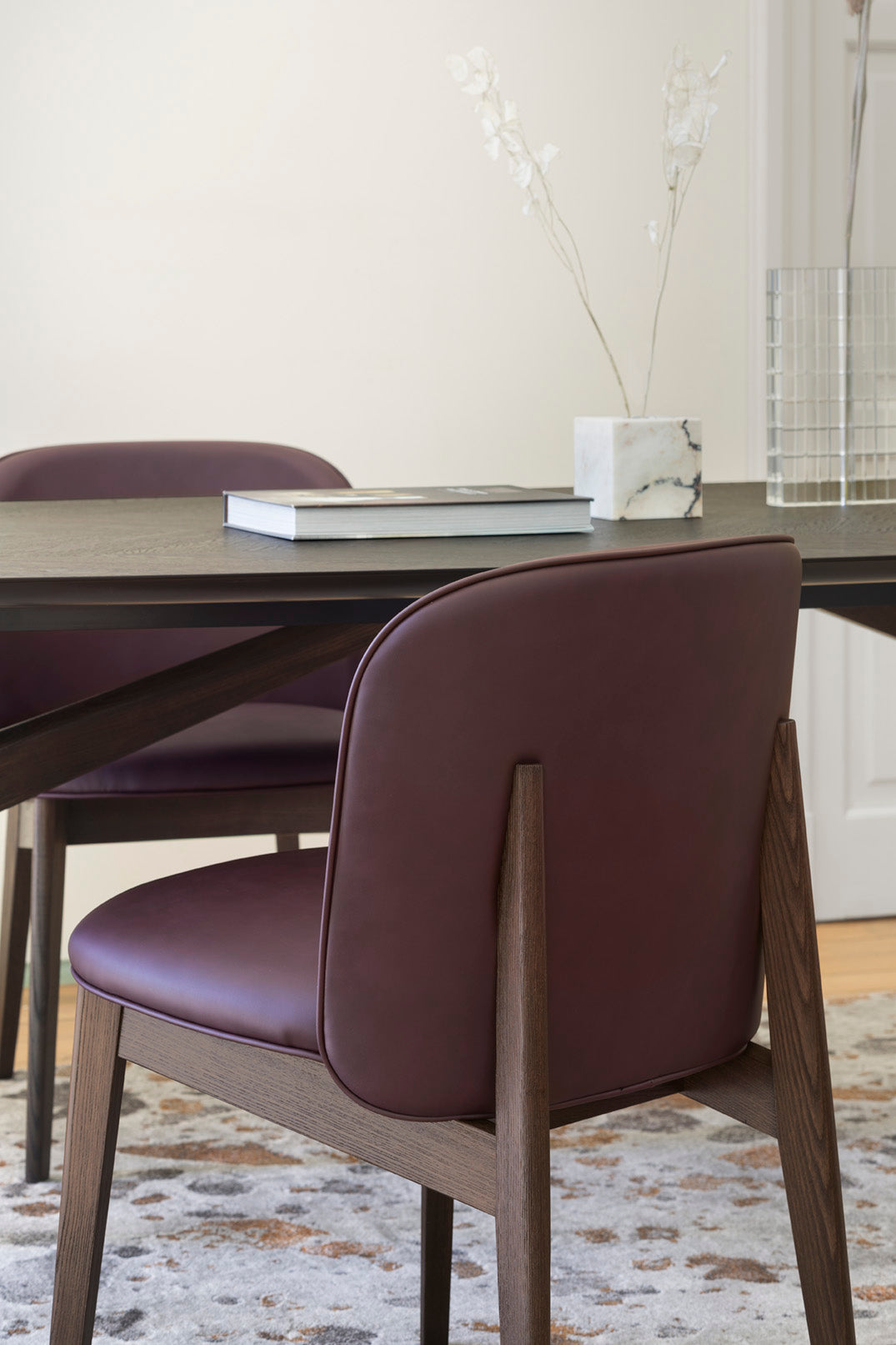 ABREY Armchair Upholstered with Walnut Base