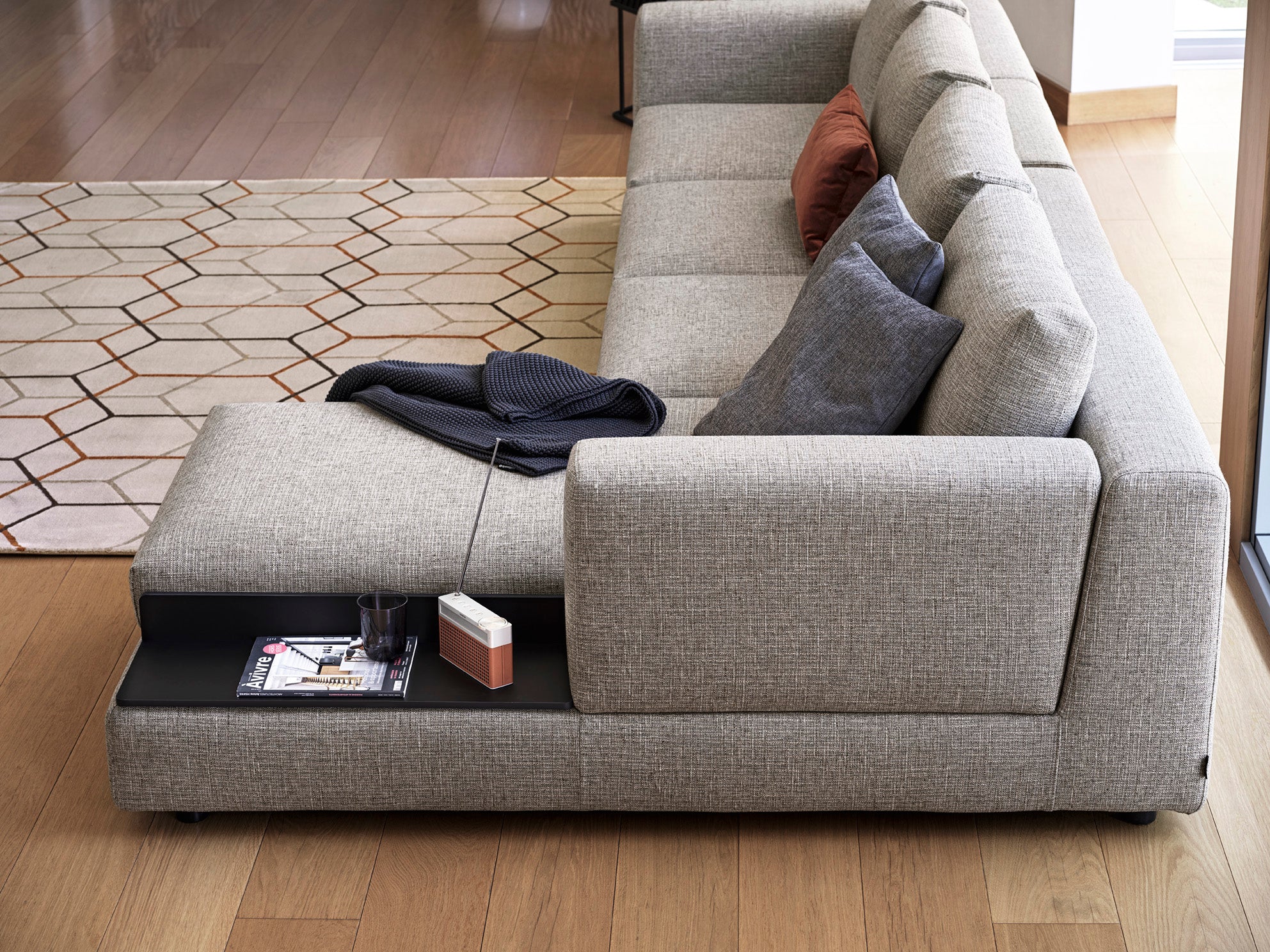 Left-sided LAYLA upholstered corner sofa