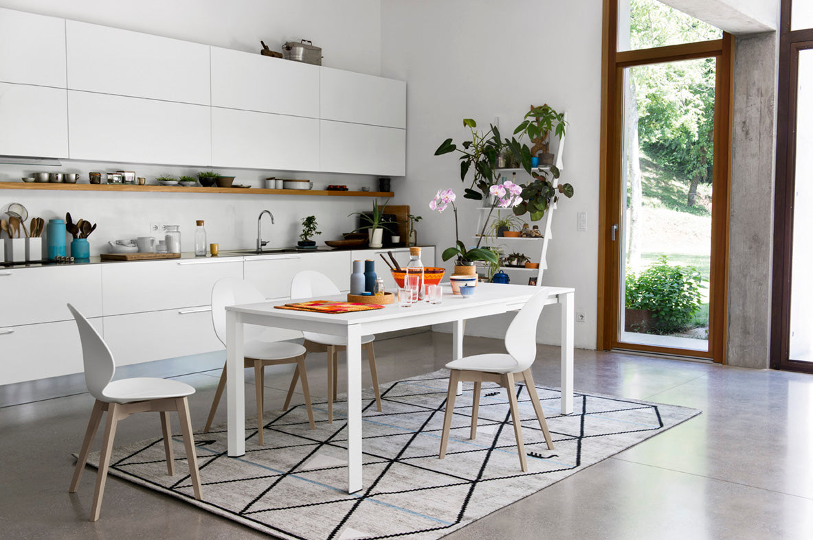 BASIL Chair taupe seat with white wooden base