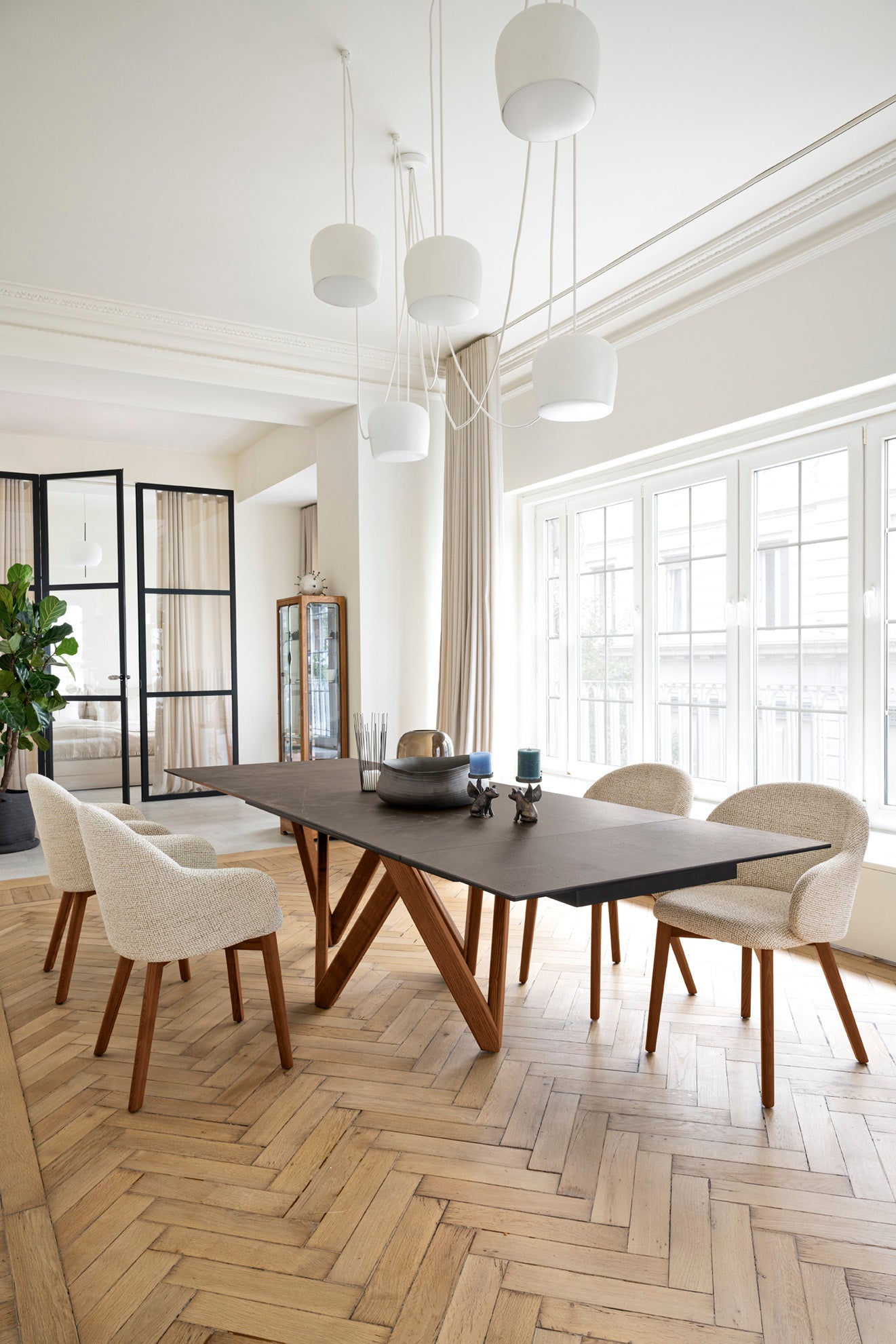 Holly FAB Armchair Upholstered with Walnut Base