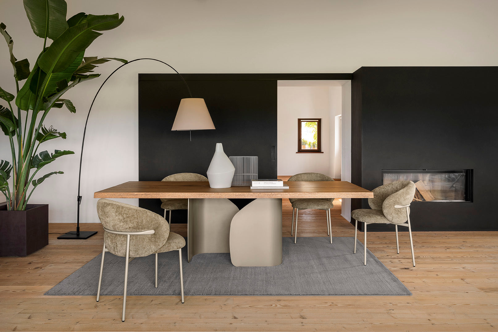 Rectangular Table TWINS black wooden top with black base