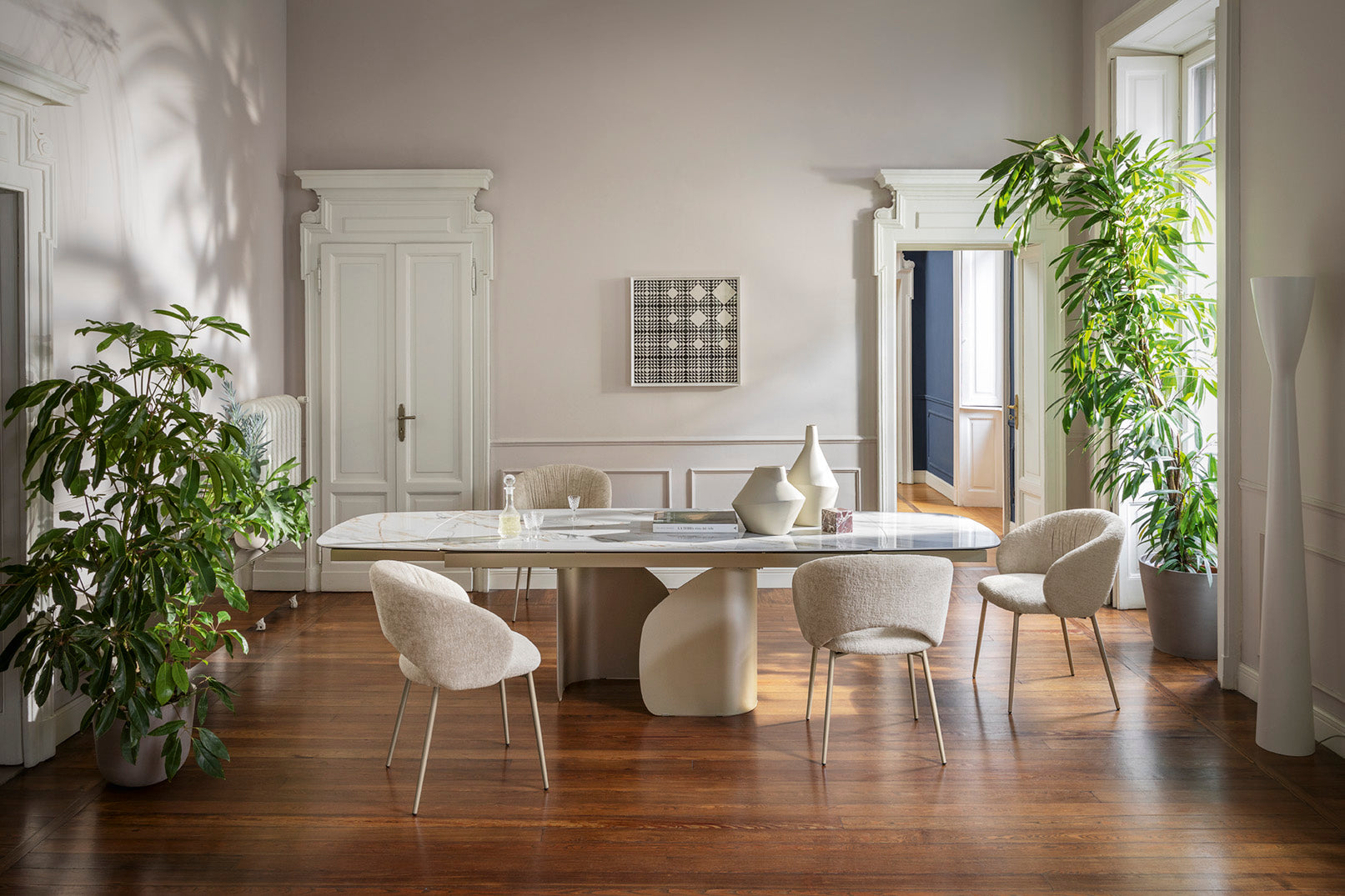 Rozkladací stôl TWINS s béžovou doskou a béžovým podstavcom