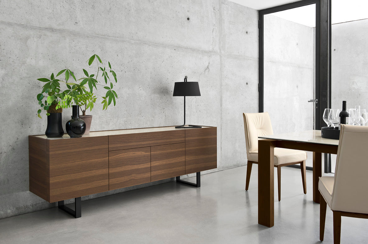 Upholstered ROMY Chair with Dark Wooden Base