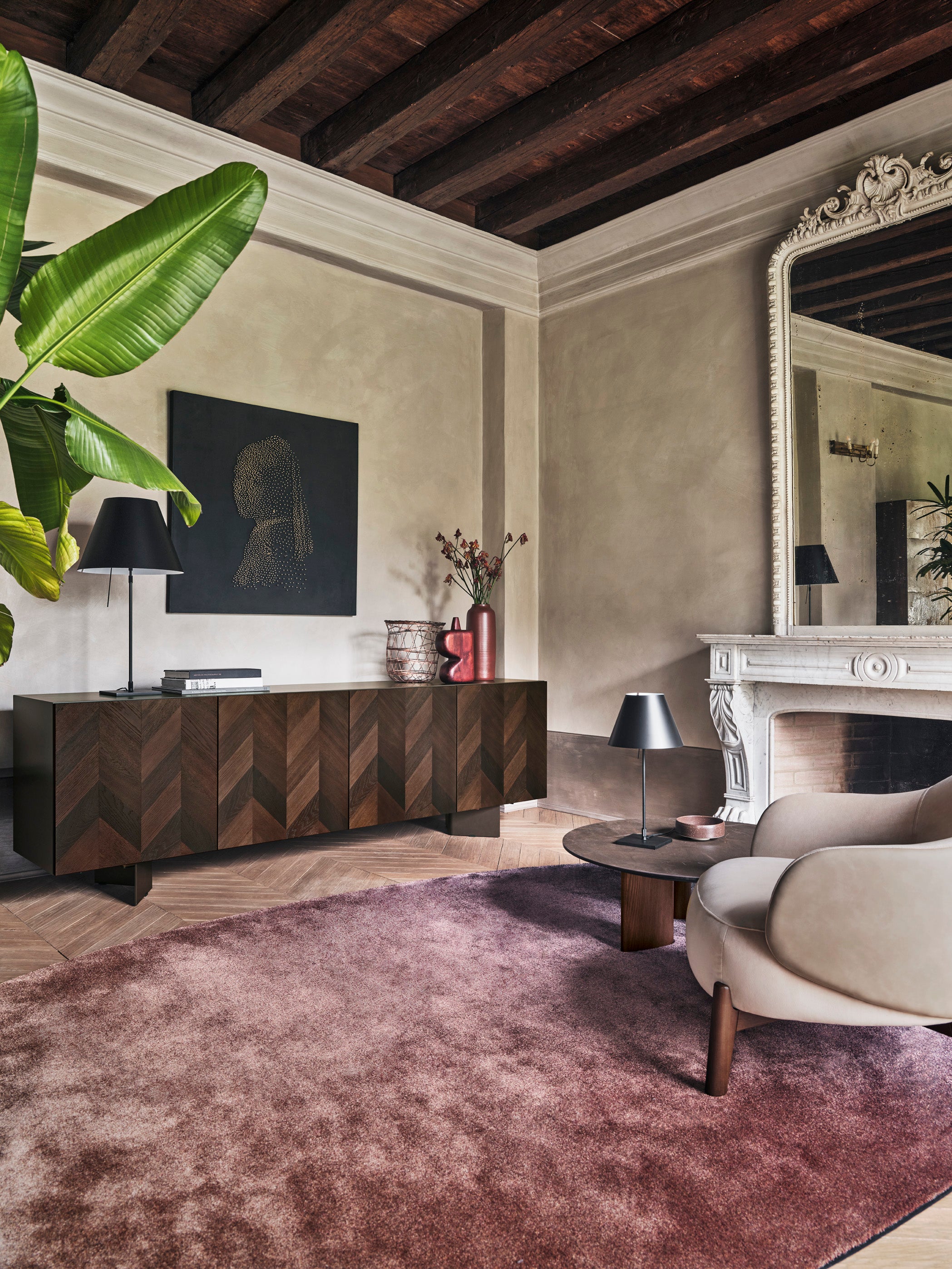 Komoda INTARSI tmavohnedé drevo