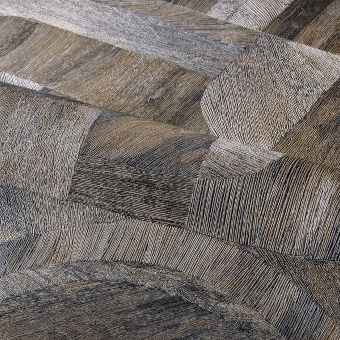 Geometric wood-like structural wallpaper with mosaic pattern INTARSIA - ÉBÈNE ebony