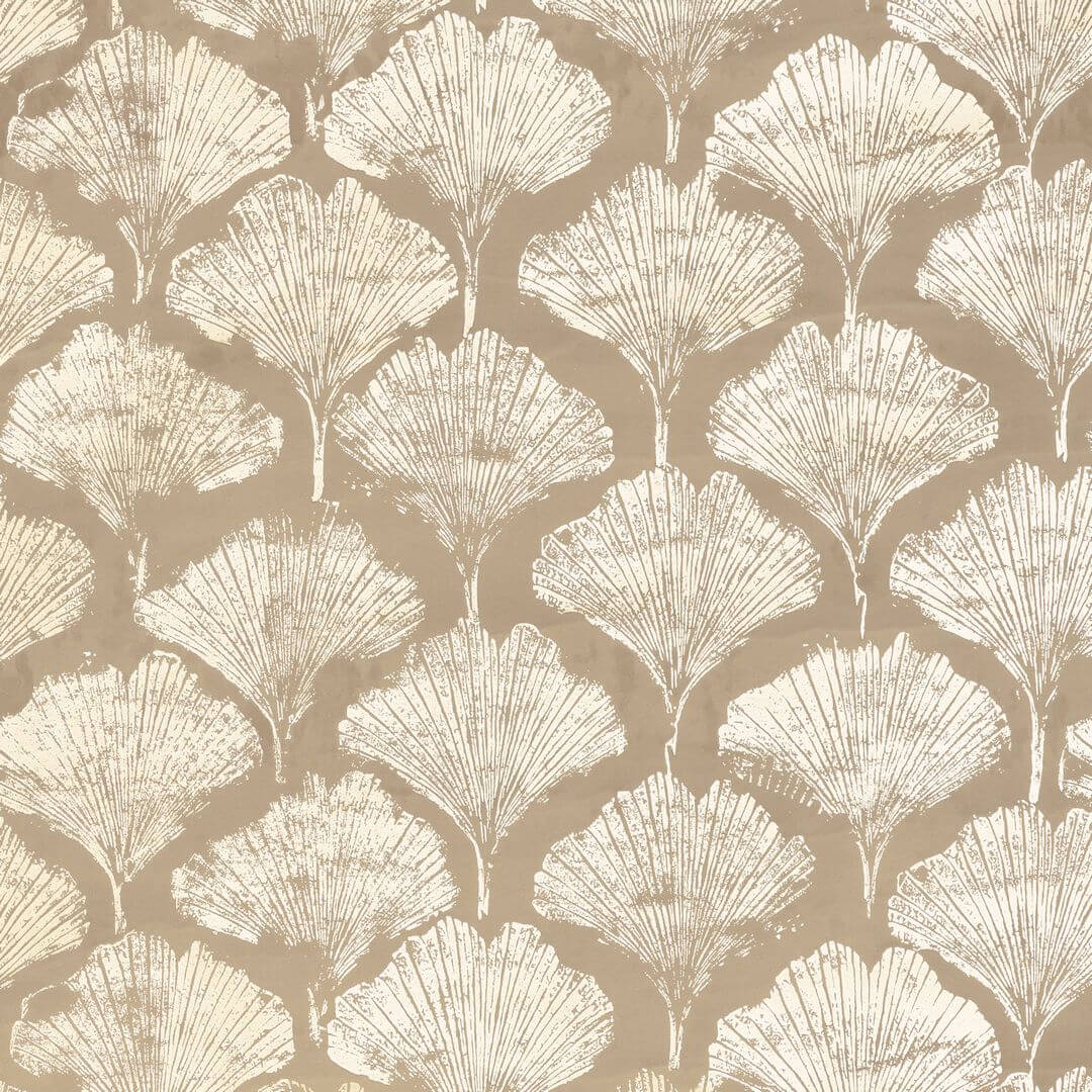 Metallic textile wallpaper with a tree plant motif YINKUO - TAUPE taupe with white