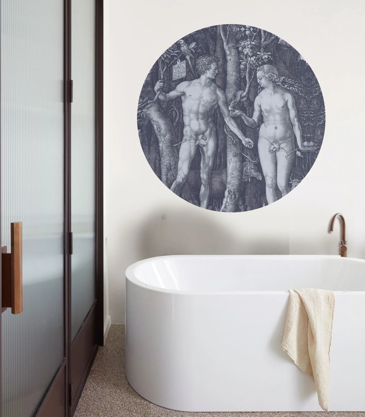 Mural w kształcie koła DOTS - FORBIDDEN FRUIT szary