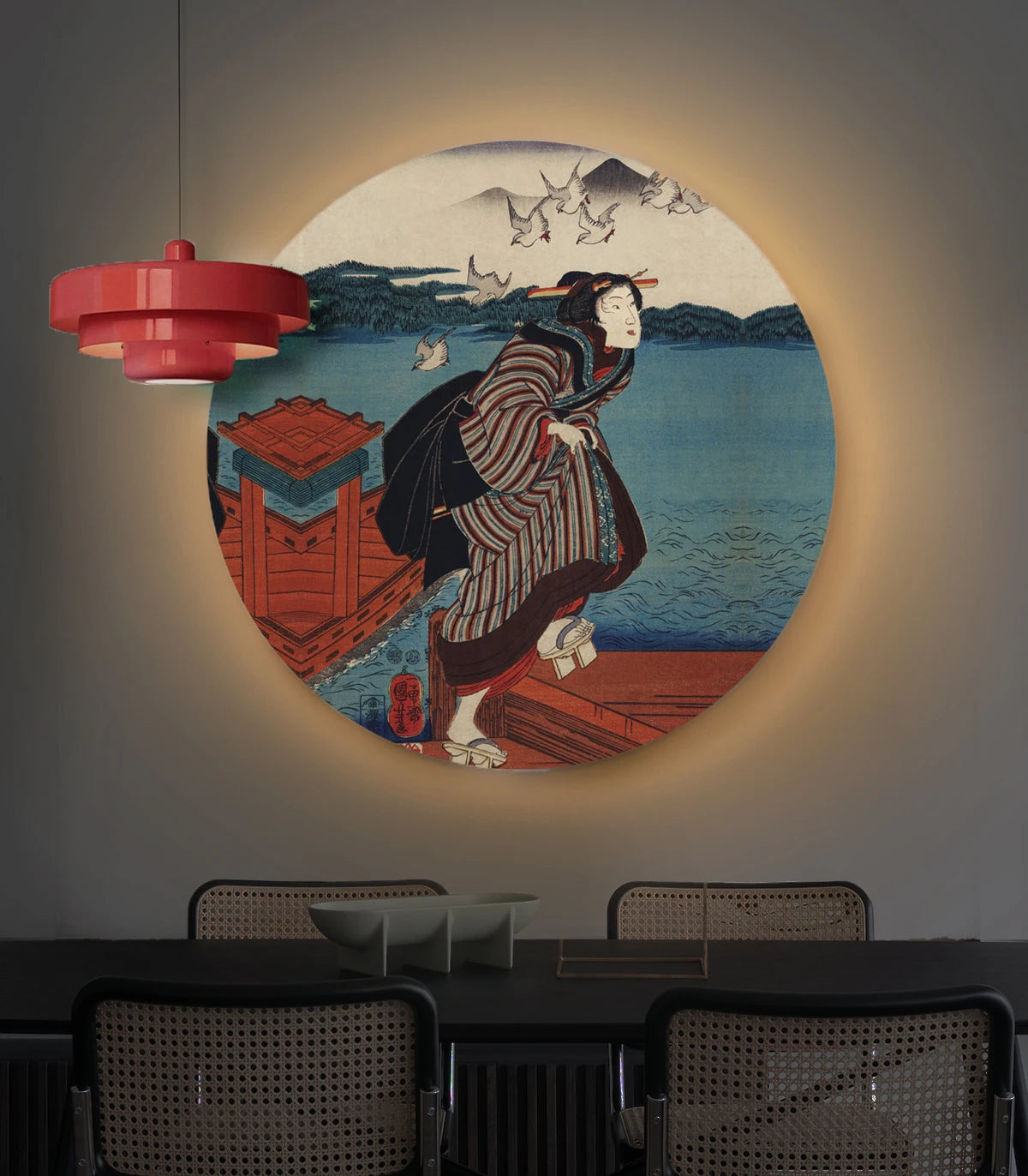 Nástenná lampa DOTS LIGHTING - ČERVENÝ ODCHOD modrá s béžovou