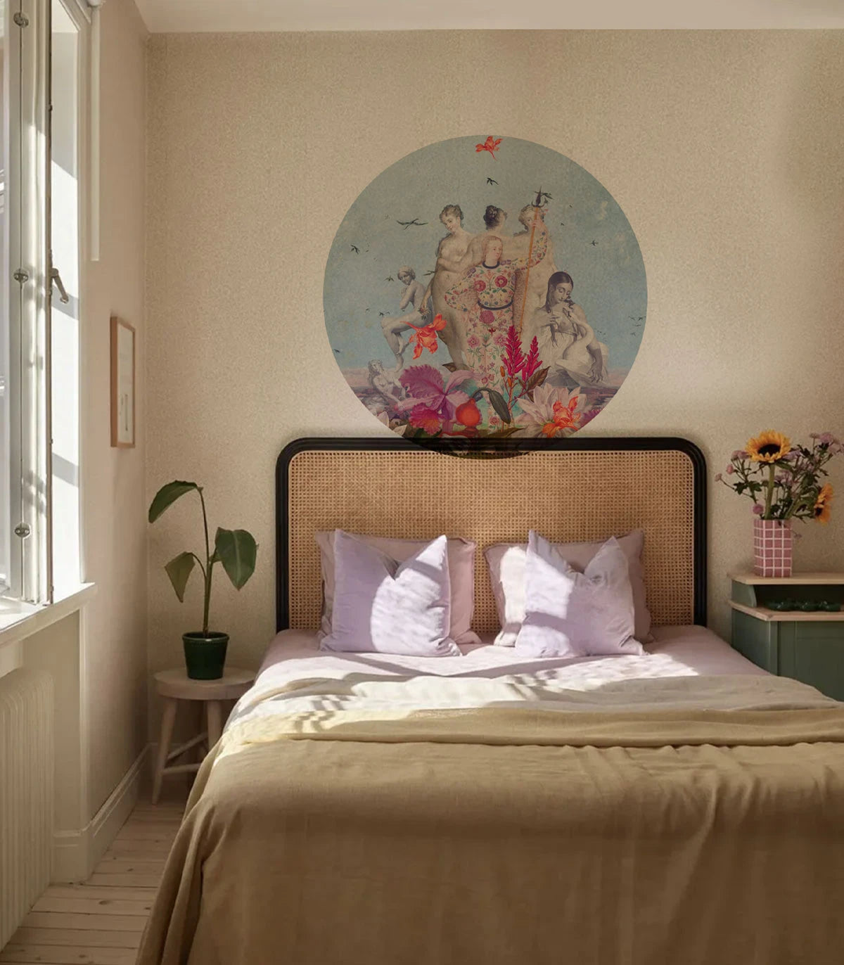 Mural w kształcie koła DOTS - WOMENS DAY niebieski