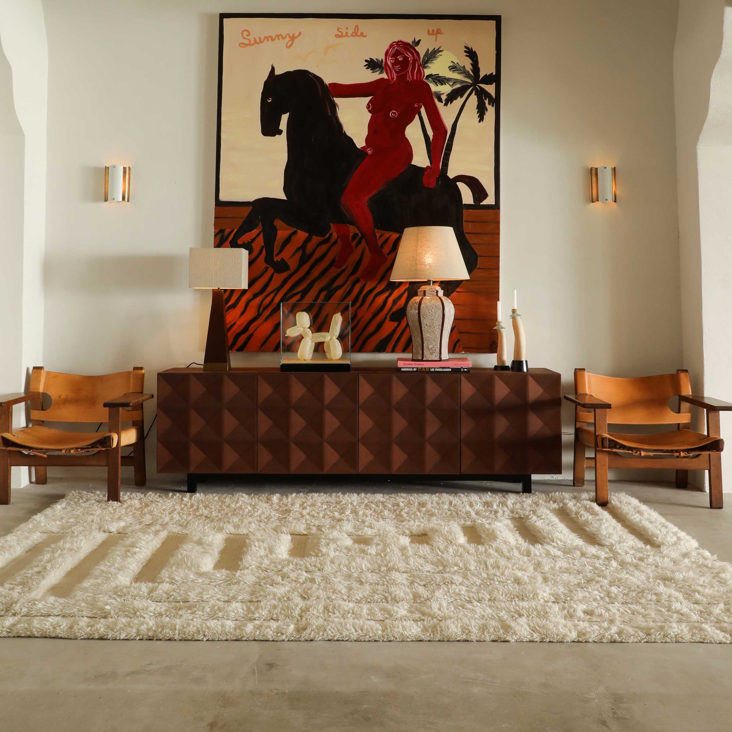 Koberec SHAGGY LABYRINT biely s dlhým vlasom