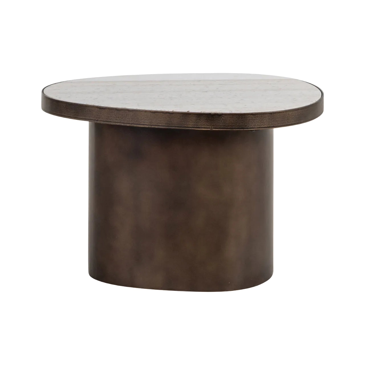 Bočný stolík BILOXI hnedý s mramorovou doskou