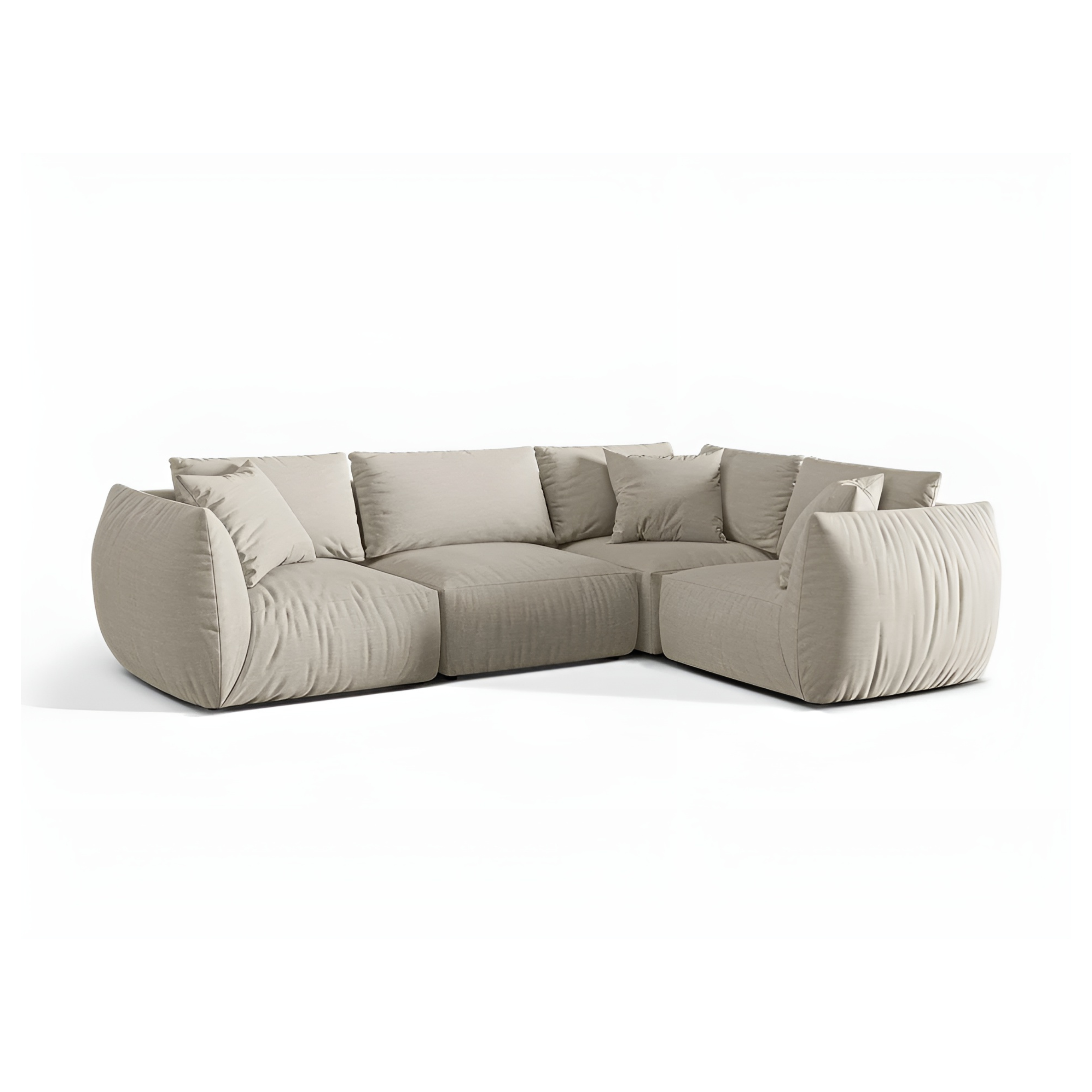 Right-facing 4-seater corner sofa CHRIS cream chenille