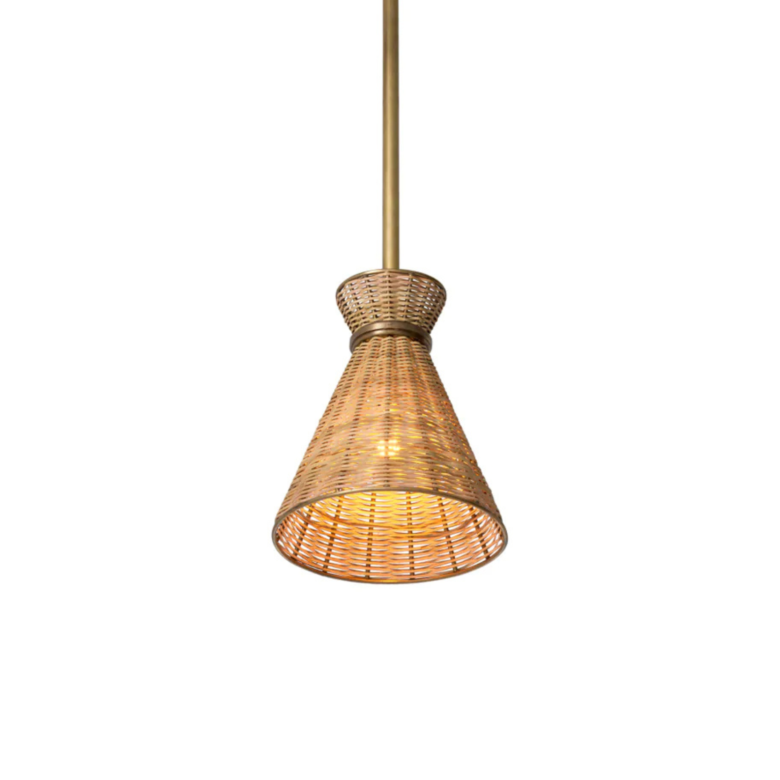 Hanging lamp Konic ancient gold with wicker