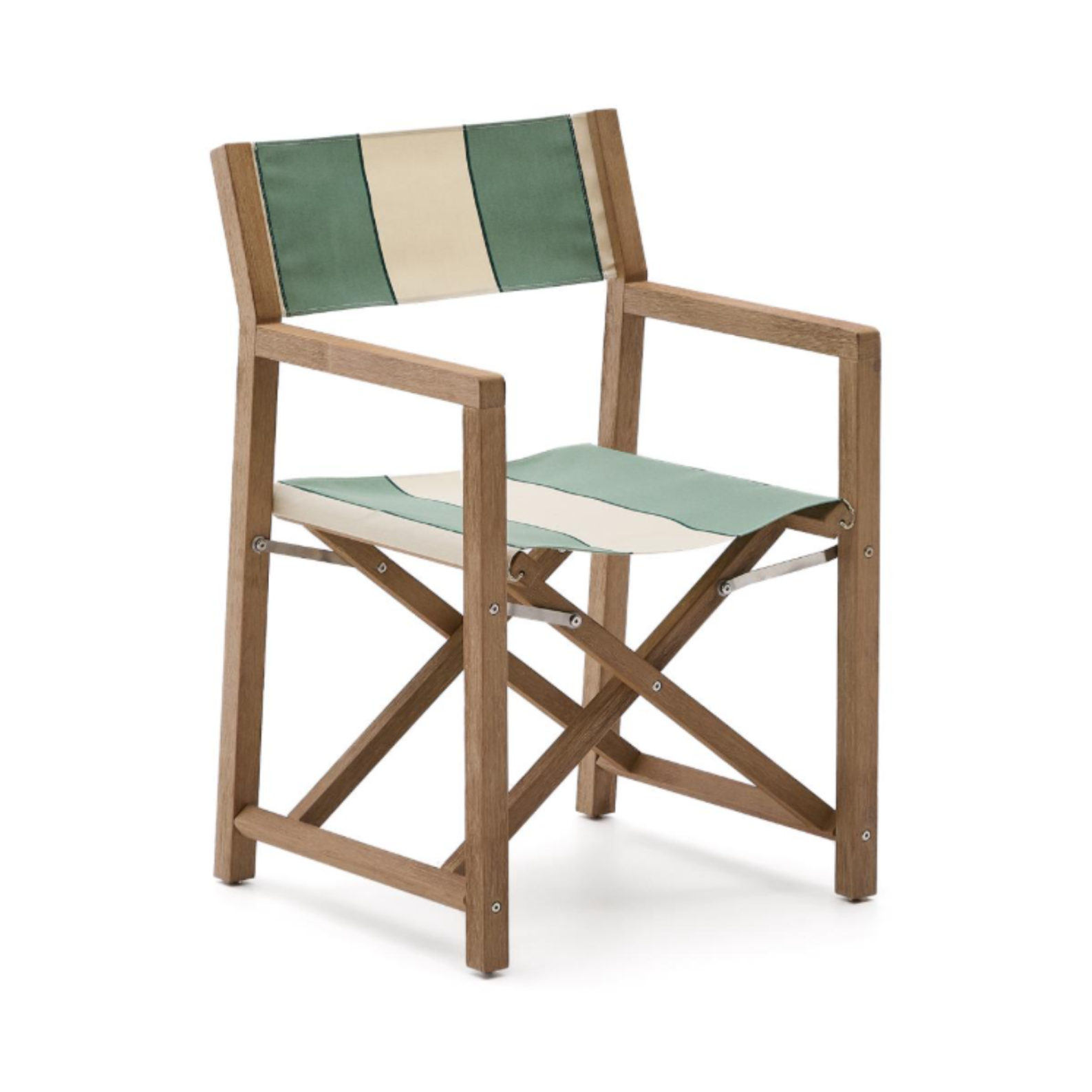 Vilara green and beige external chair with an acacia base